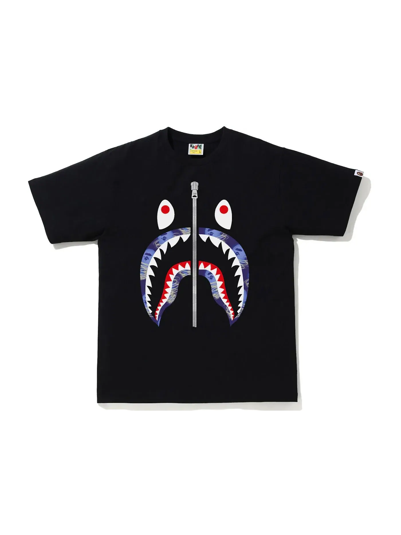 Мужская футболка с принтом BAPE Storm Shark Tee BAPE — изображение 1 из 1, черный фиолетовый