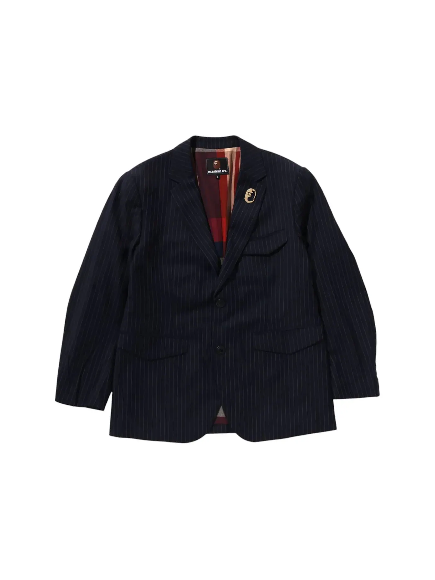 Мужской пиджак в полоску BAPE Blazer — изображение 1 из 1, темно-синий