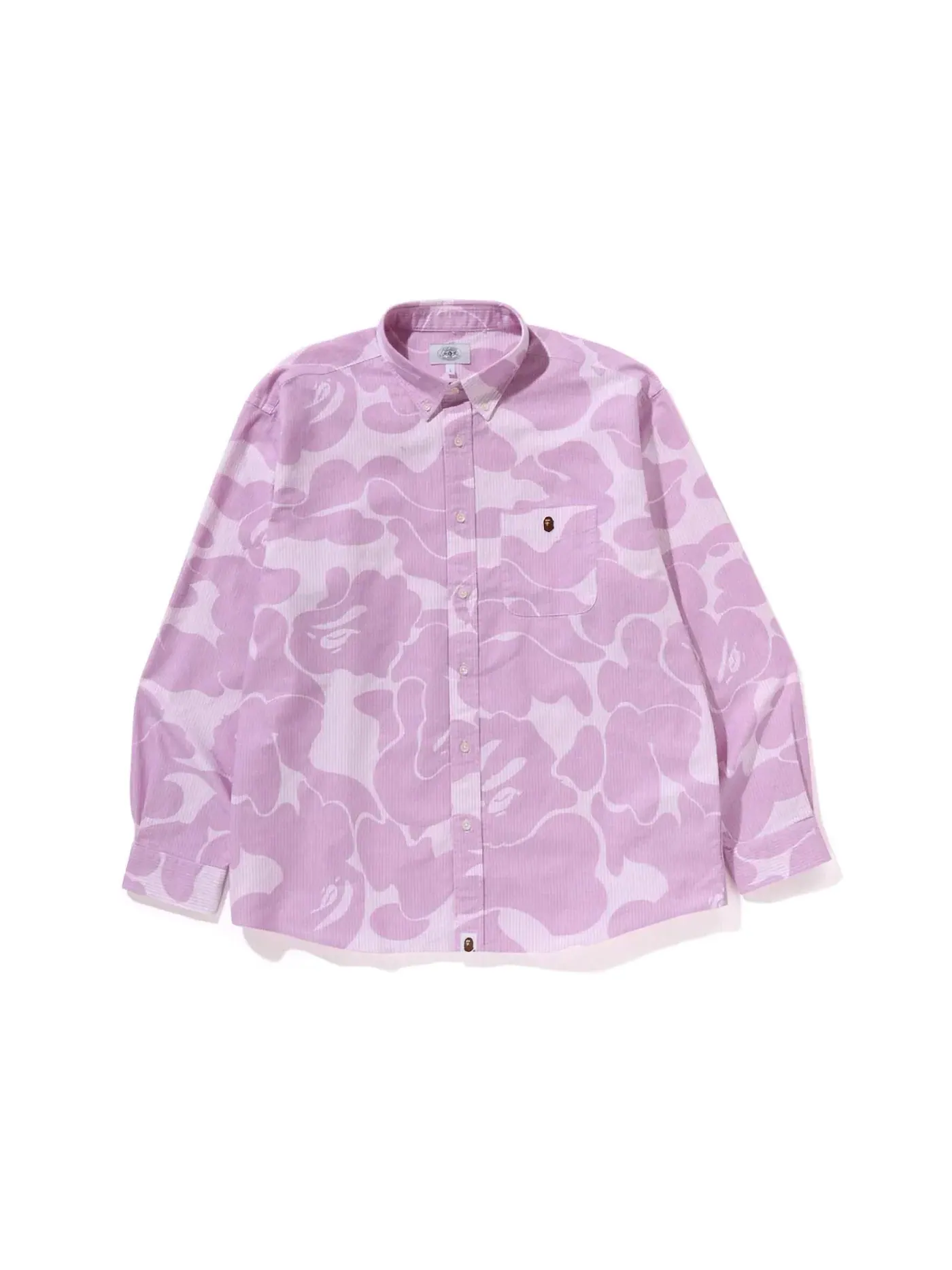 Мужская рубашка свободного кроя с принтом BAPE Stripe Camo Shirt BAPE — изображение 1 из 2, фиолетовый