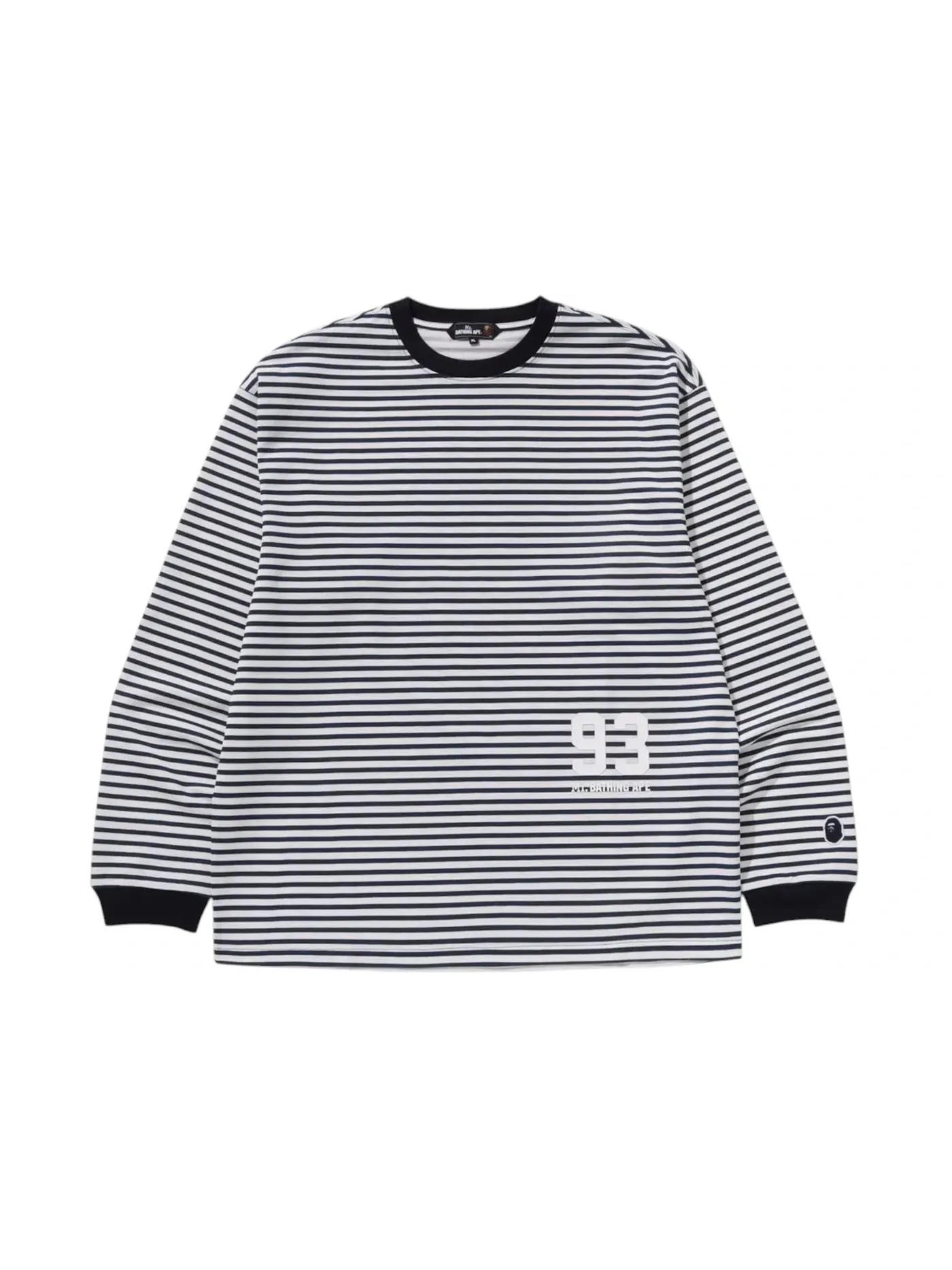 Мужская футболка с длинным рукавом BAPE Stripe L/S Print Tee — изображение 1 из 2, темно-синий