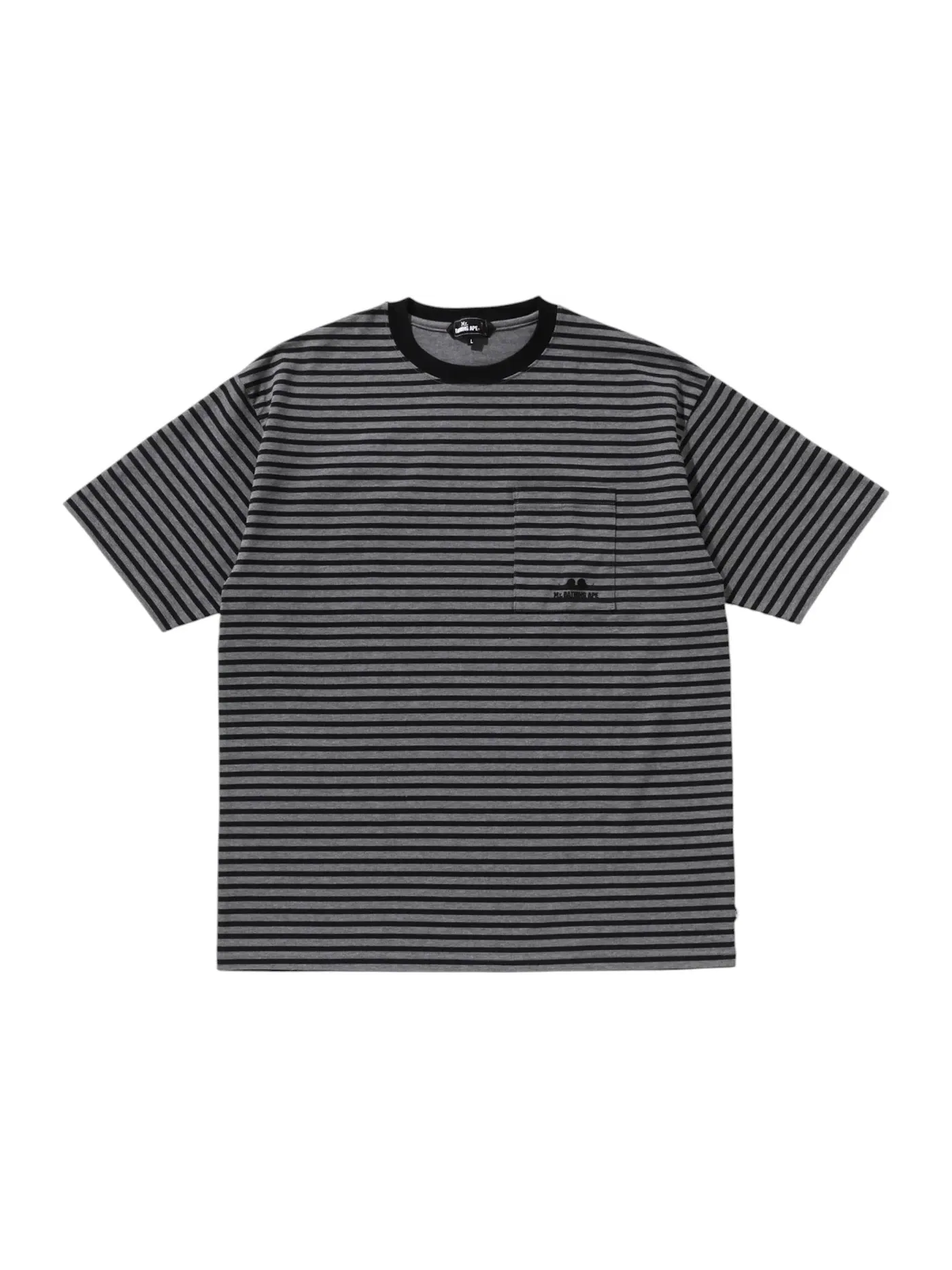 Мужская футболка с принтом BAPE Stripe Print I Tee BAPE — изображение 1 из 1, черный