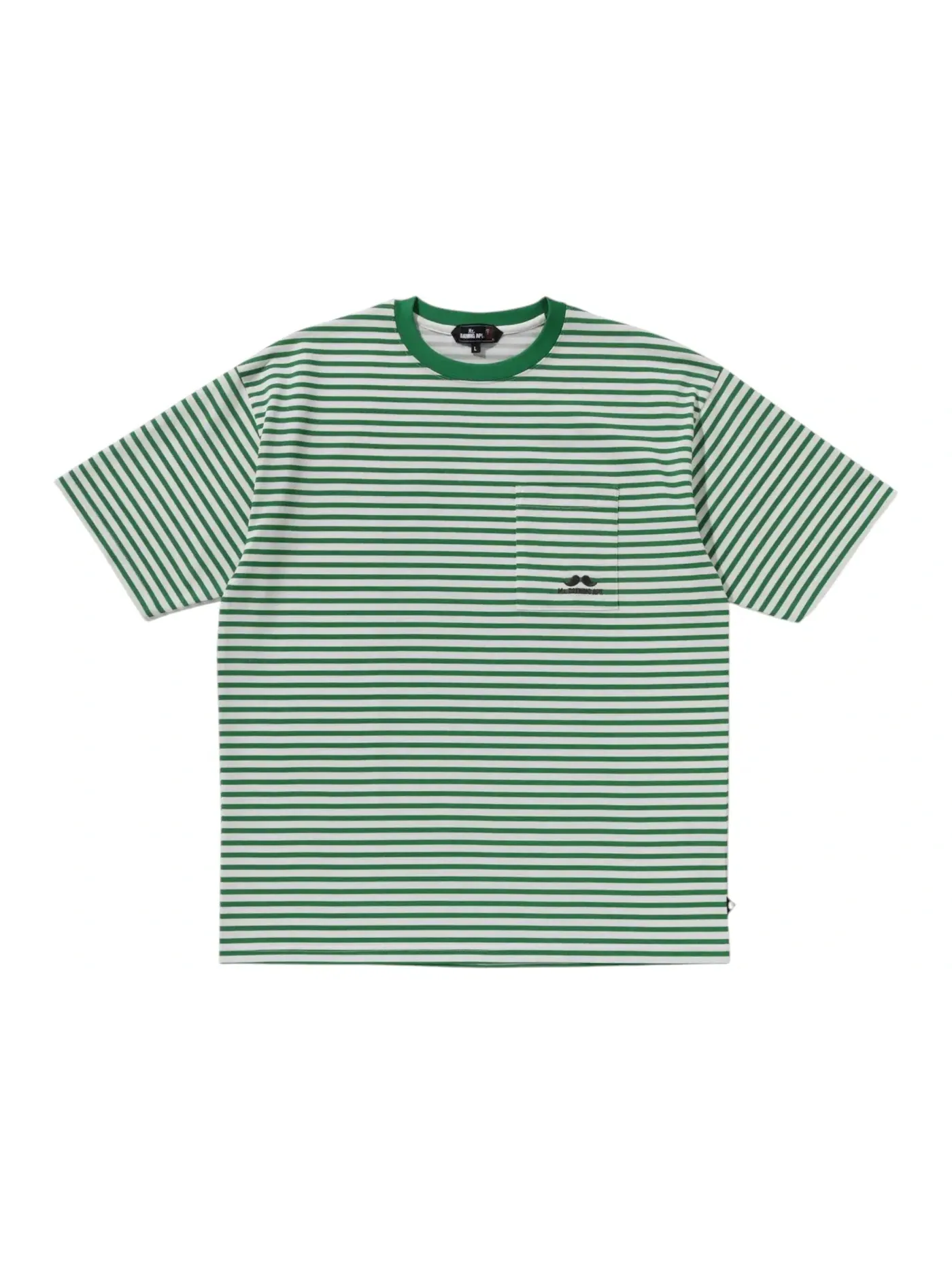 Мужская футболка с принтом BAPE Stripe Print I Tee BAPE — изображение 1 из 1, зеленый