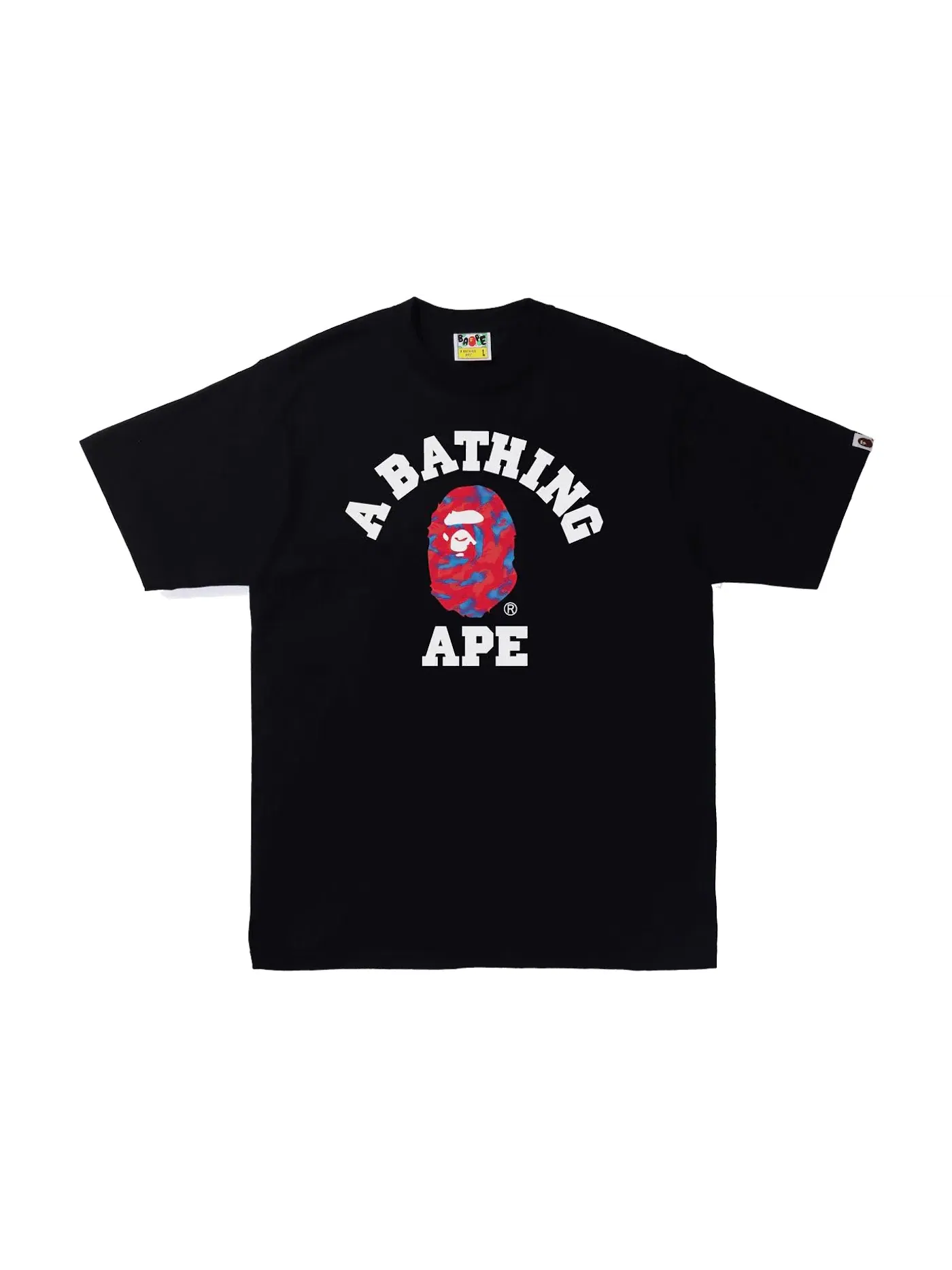 Мужская футболка с принтом BAPE Stroke Camo College Tee BAPE — изображение 1 из 1, черный/красный