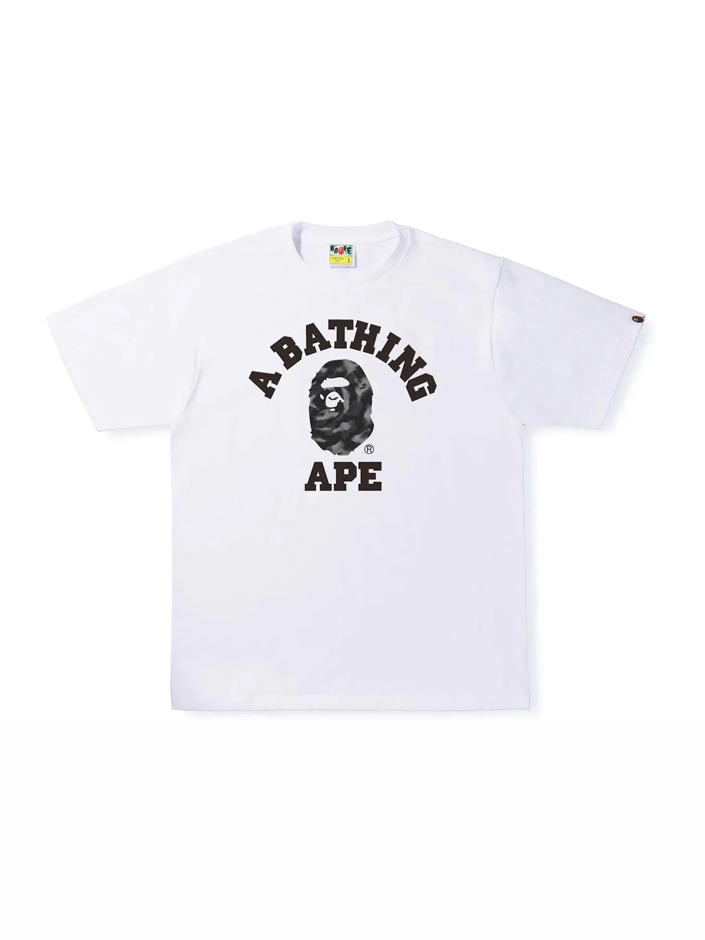Мужская футболка с принтом BAPE Stroke Camo College Tee BAPE — изображение 1 из 1, белый/черный