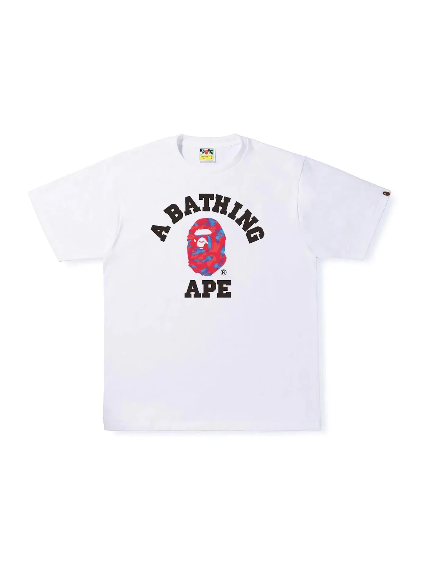 Мужская футболка с принтом BAPE Stroke Camo College Tee BAPE — изображение 1 из 1, белый/красный
