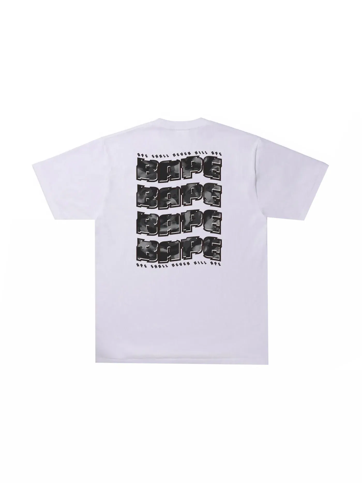 Мужская футболка с принтом BAPE Stroke Camo Distortion Tee BAPE — изображение 1 из 2, белый черный