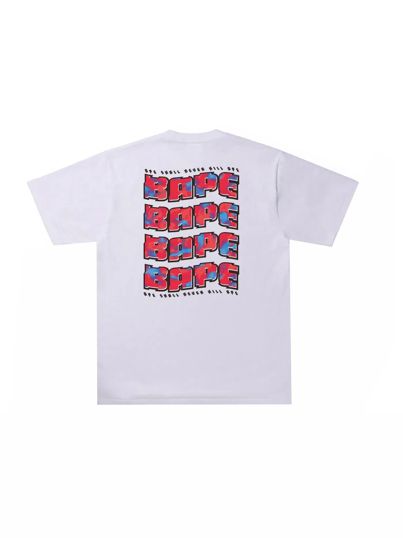 Мужская футболка с принтом BAPE Stroke Camo Distortion Tee BAPE — изображение 1 из 2, белый/красный