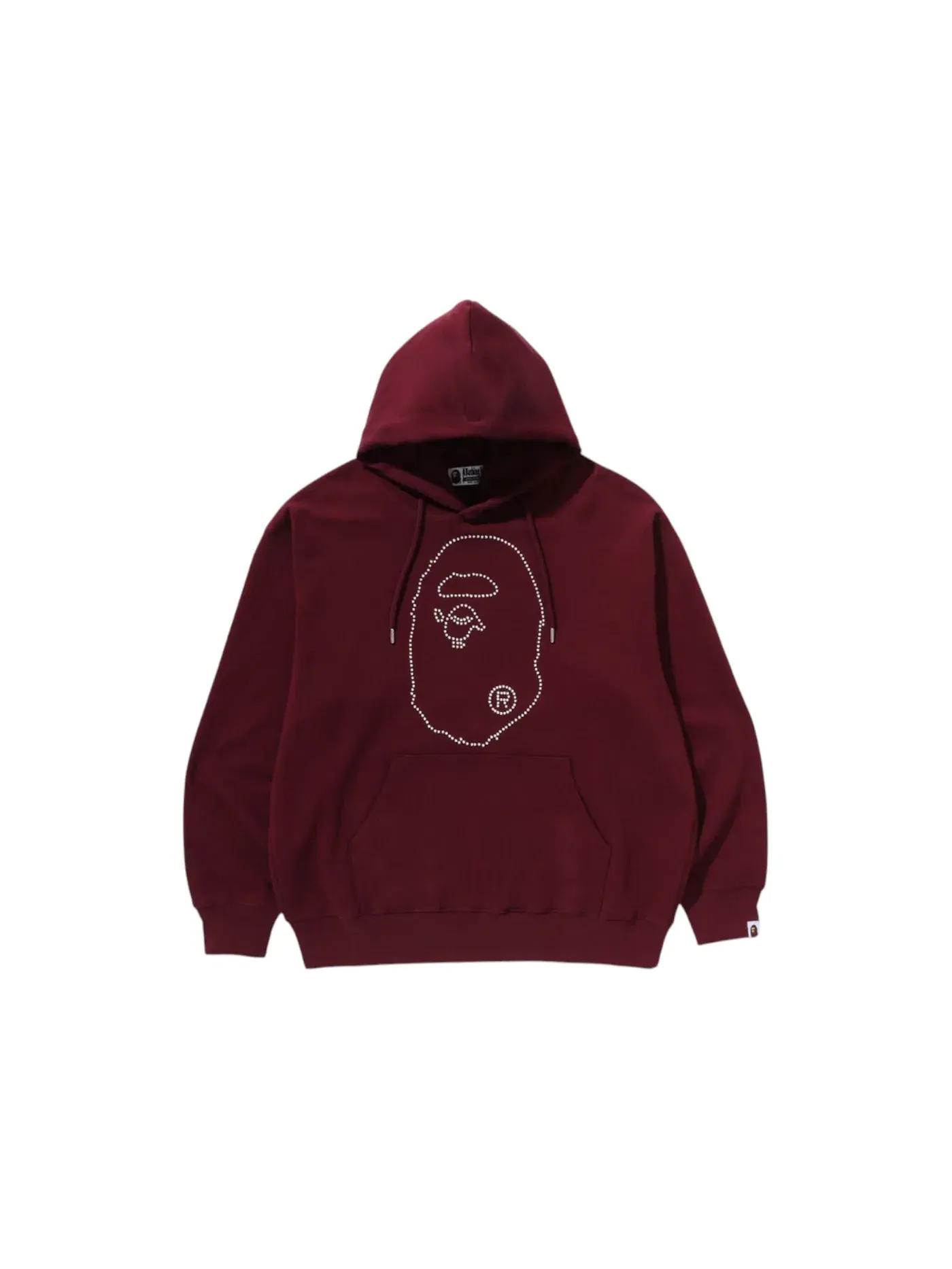 Мужской худи свободного кроя с принтом Studded Ape Head BAPE — изображение 1 из 1, бордовый