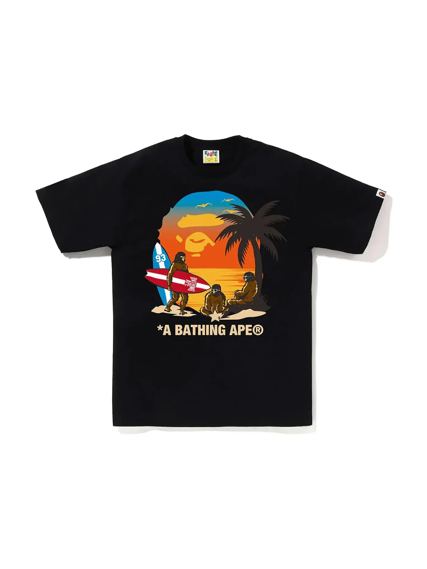 Мужская футболка с принтом BAPE Sunset Beach Ape Head Tee Black — изображение 1 из 1