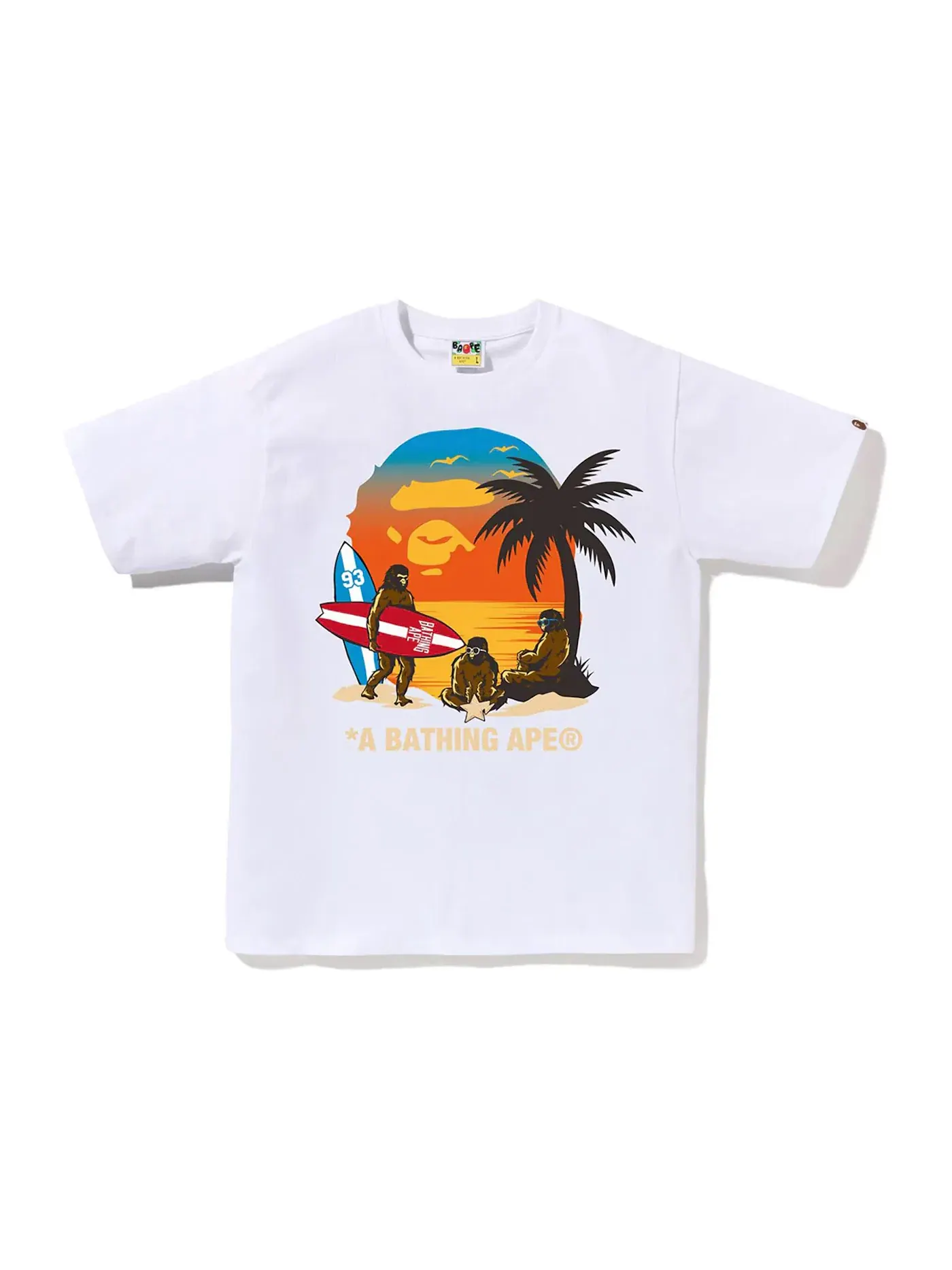Мужская футболка с принтом Sunset Beach Ape Head BAPE — изображение 1 из 1, белый