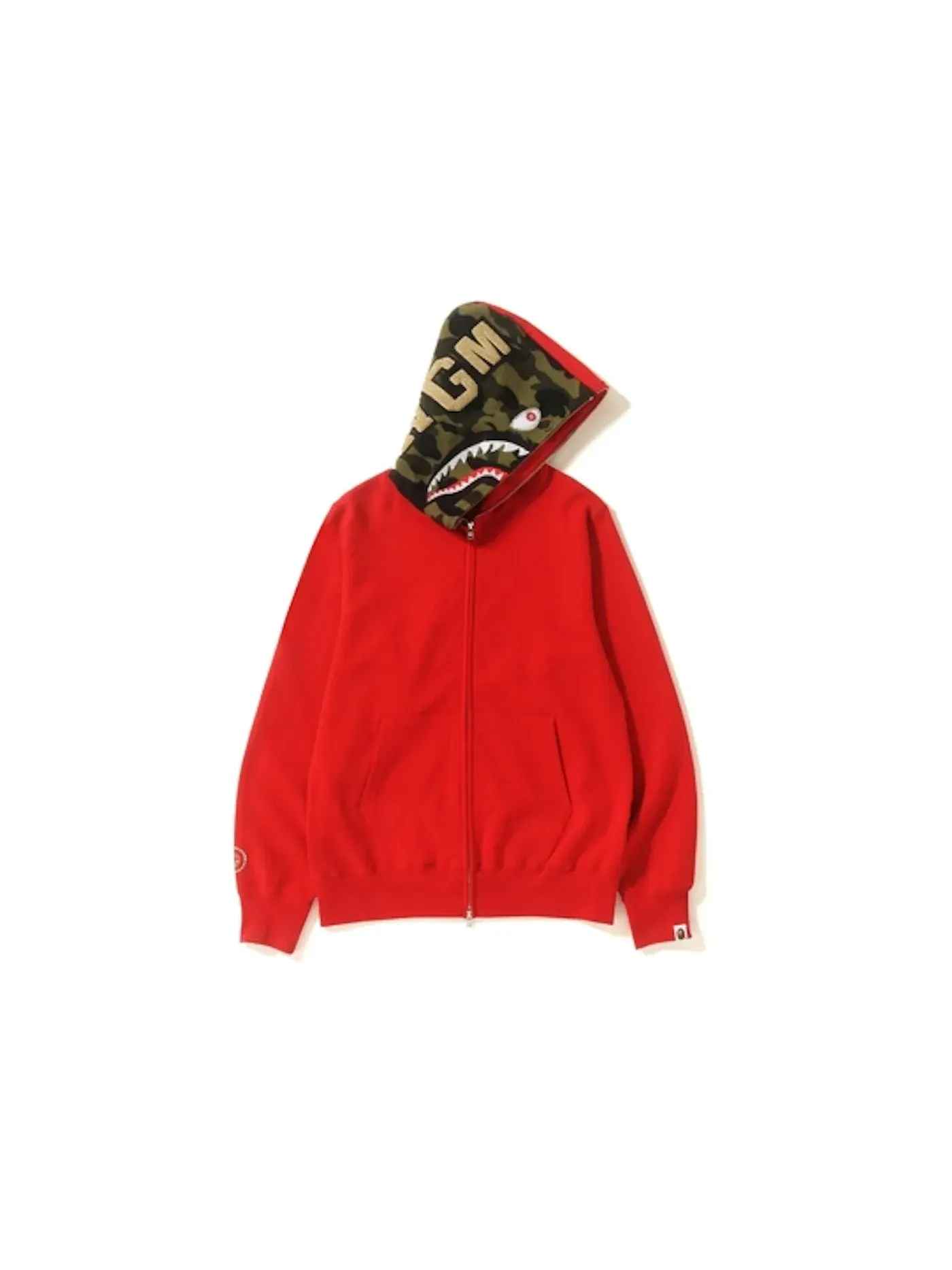 Мужская худи с принтом BAPE Swarovski Shark Full Zip Hoodie — изображение 1 из 3, красный