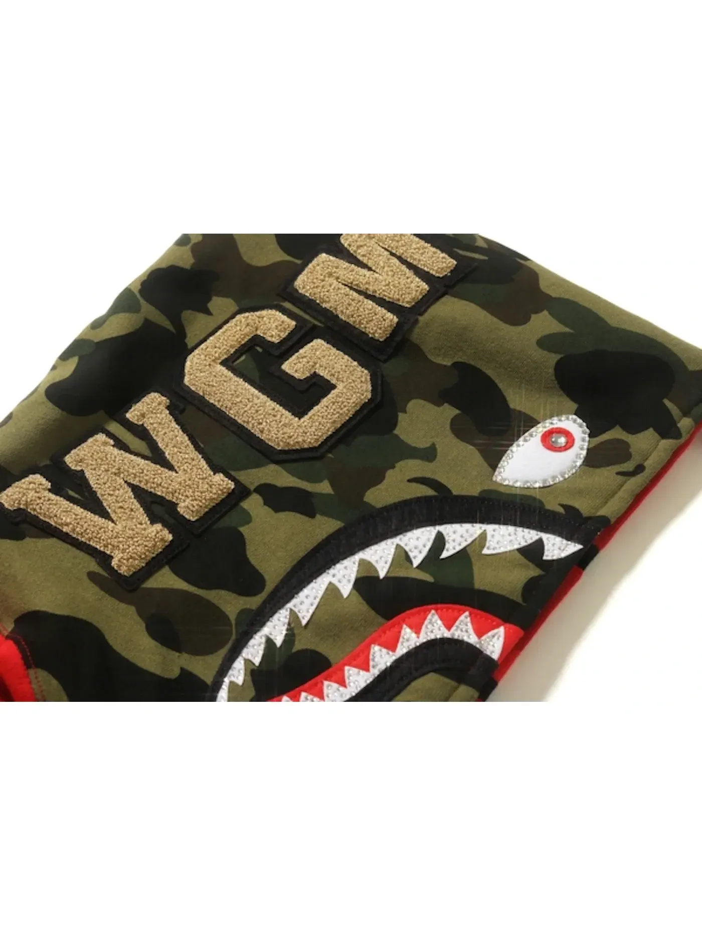 Мужская худи с принтом BAPE Swarovski Shark Full Zip Hoodie — изображение 2 из 3, красный