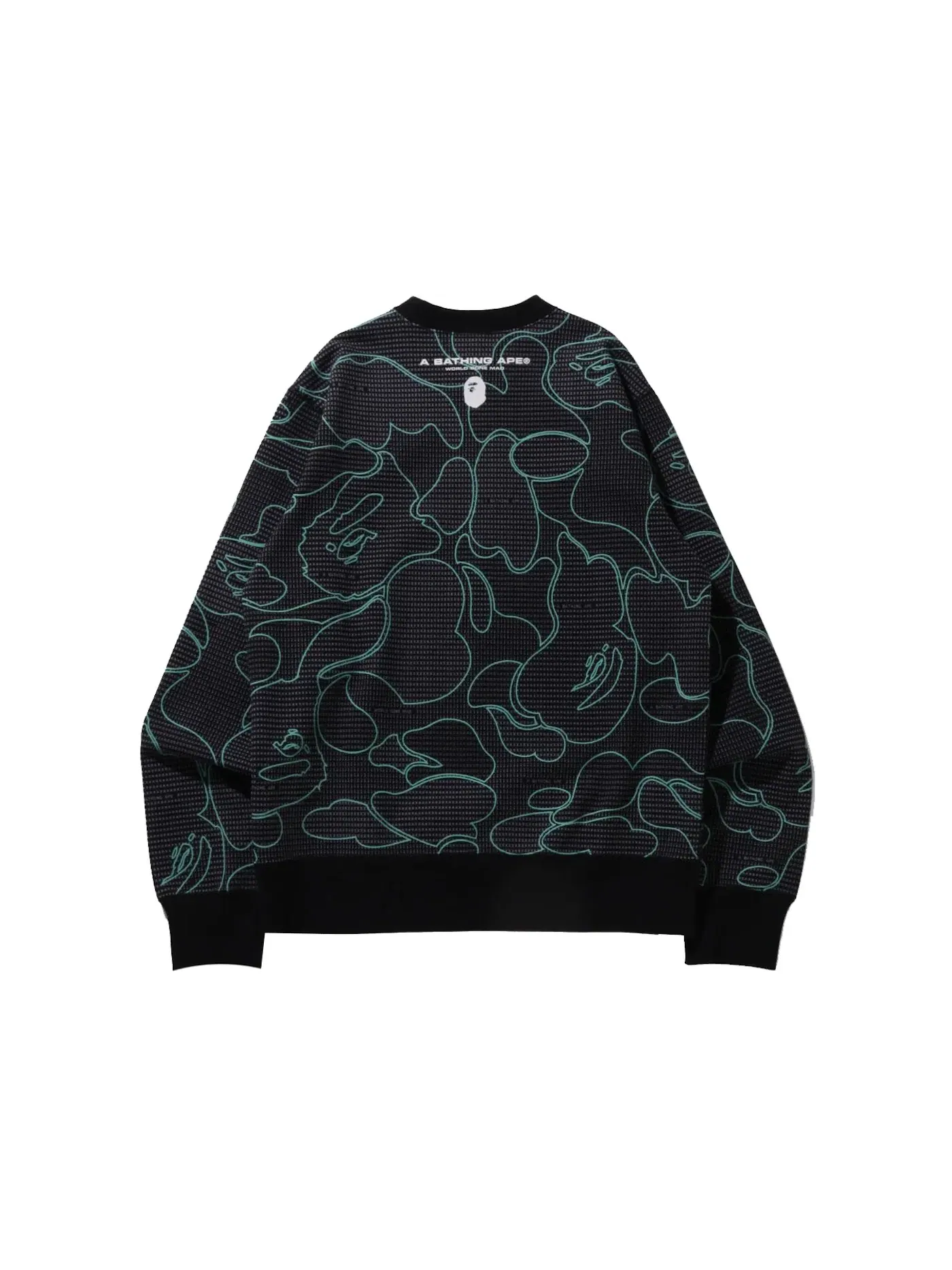 Мужской свитшот с принтом BAPE Text Code Camo Crewneck Black — изображение 2 из 3