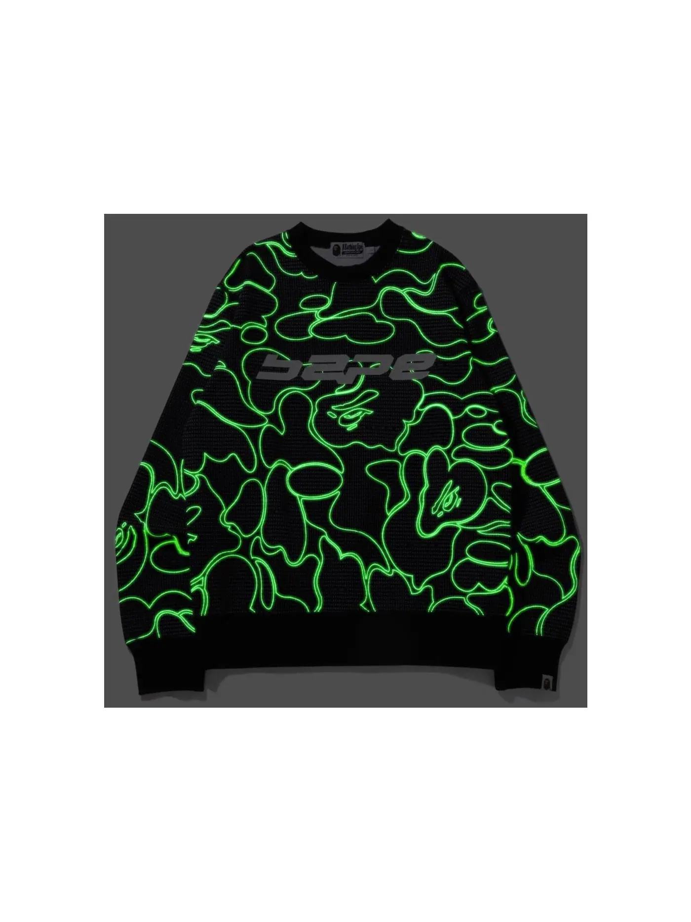 Мужской свитшот с принтом BAPE Text Code Camo Crewneck Black — изображение 3 из 3