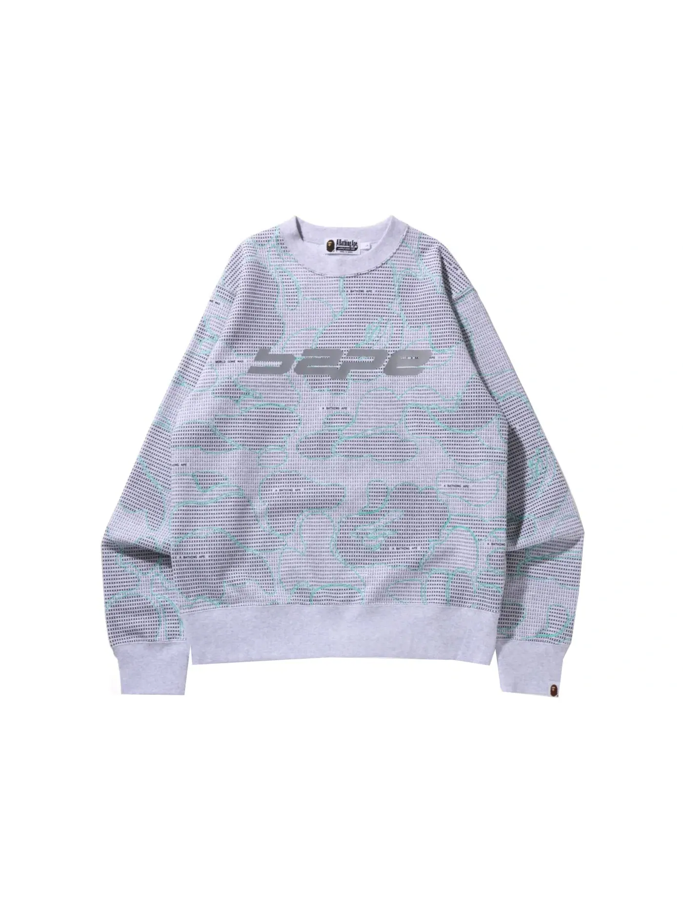 Мужской свитшот с камуфляжным принтом BAPE Crewneck — изображение 1 из 3, серый