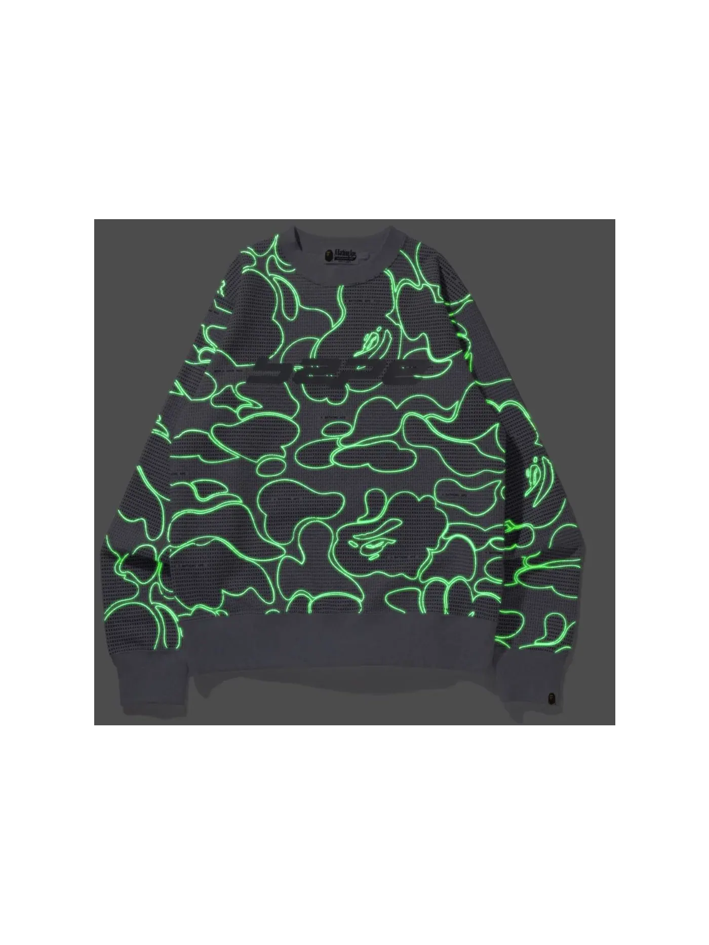 Мужской свитшот с камуфляжным принтом BAPE Crewneck — изображение 3 из 3, серый