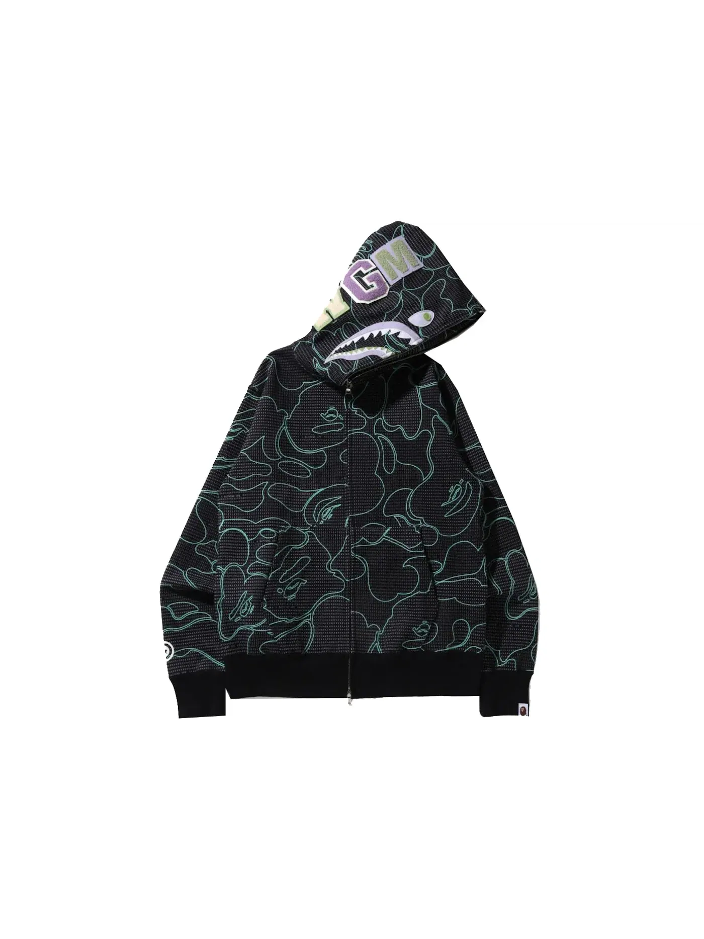 Мужская худи с принтом Full Zip BAPE — изображение 1 из 3, черный