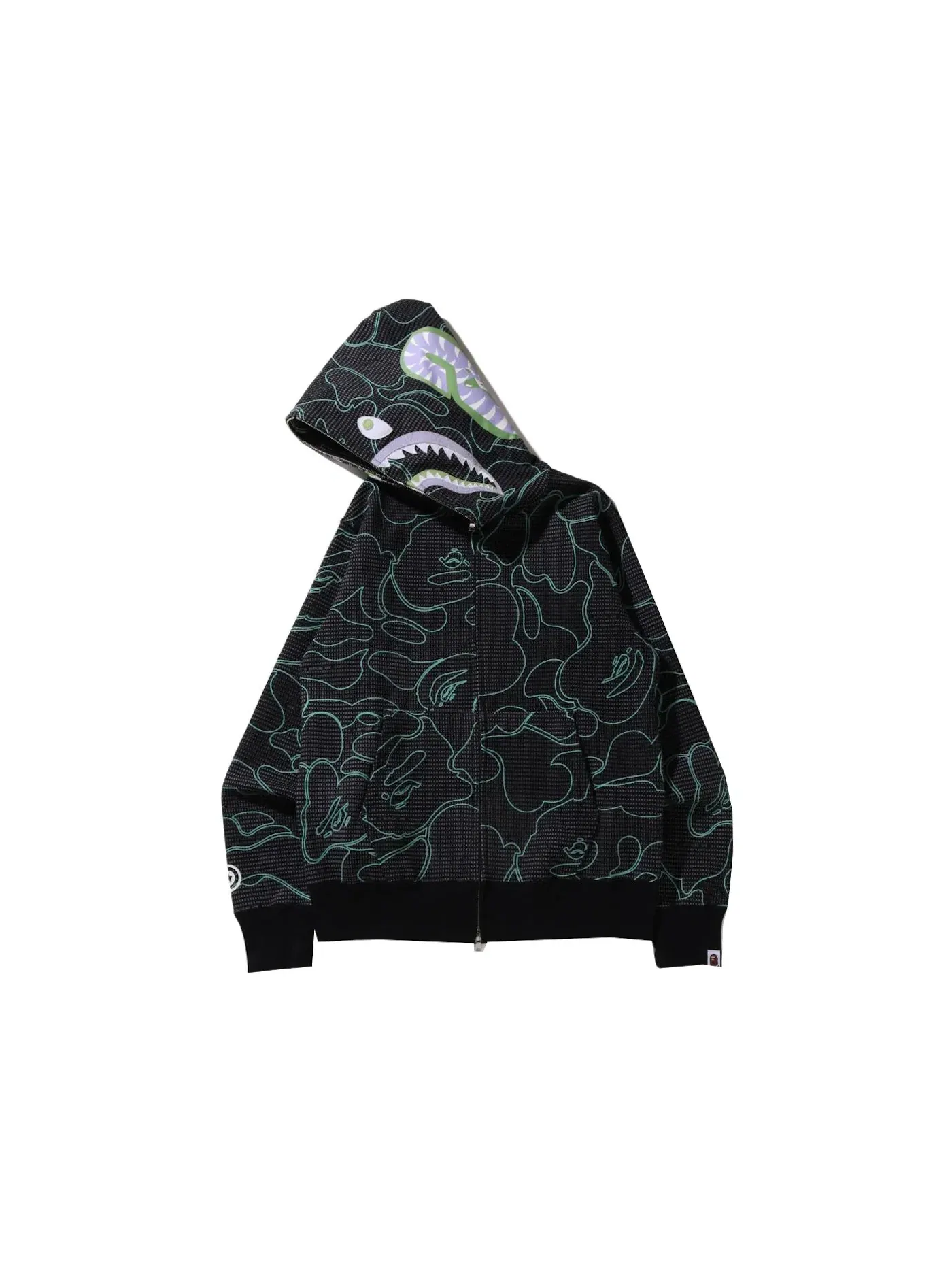 Мужская худи с принтом Full Zip BAPE — изображение 2 из 3, черный