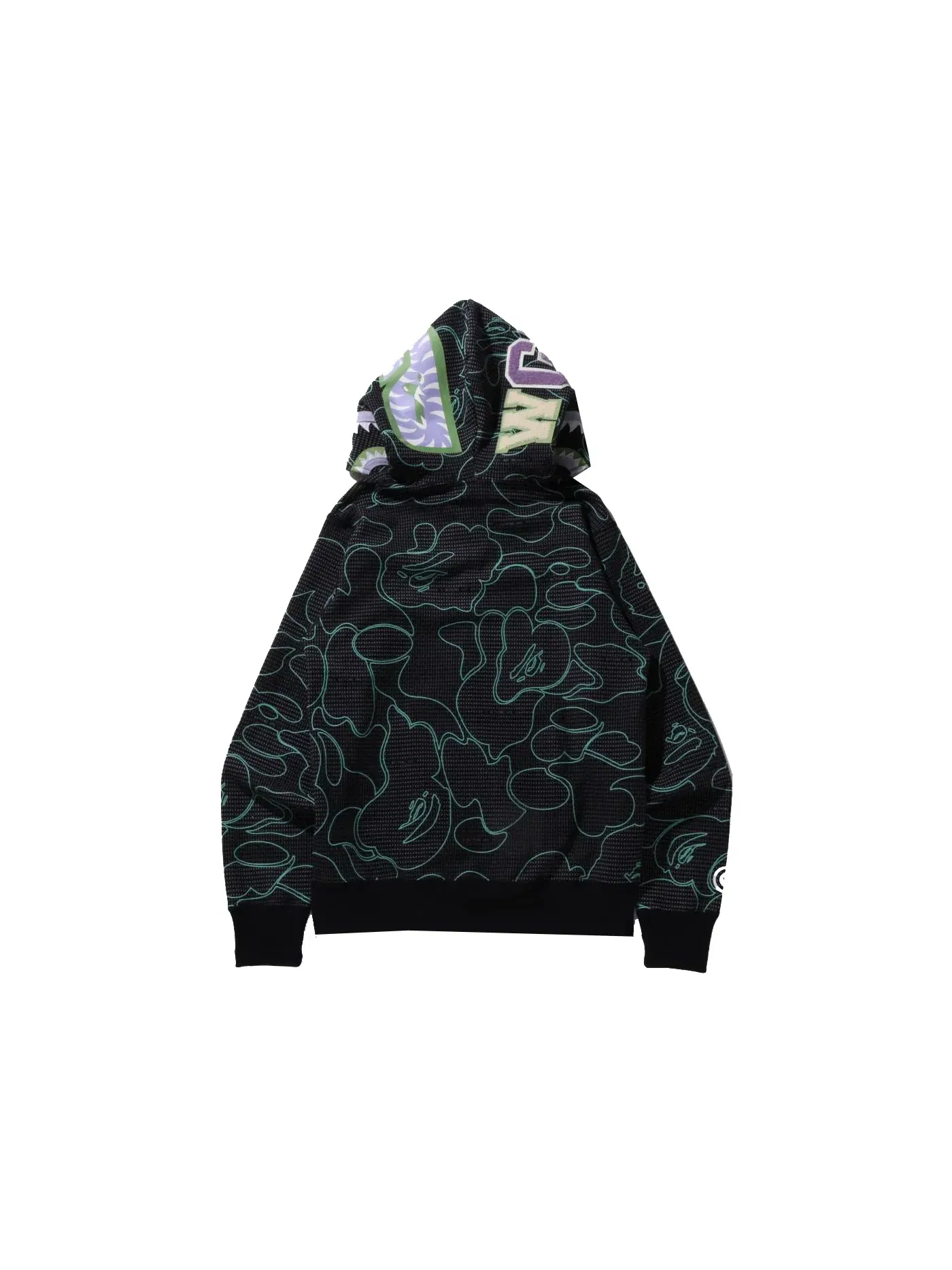 Мужская худи с принтом Full Zip BAPE — изображение 3 из 3, черный
