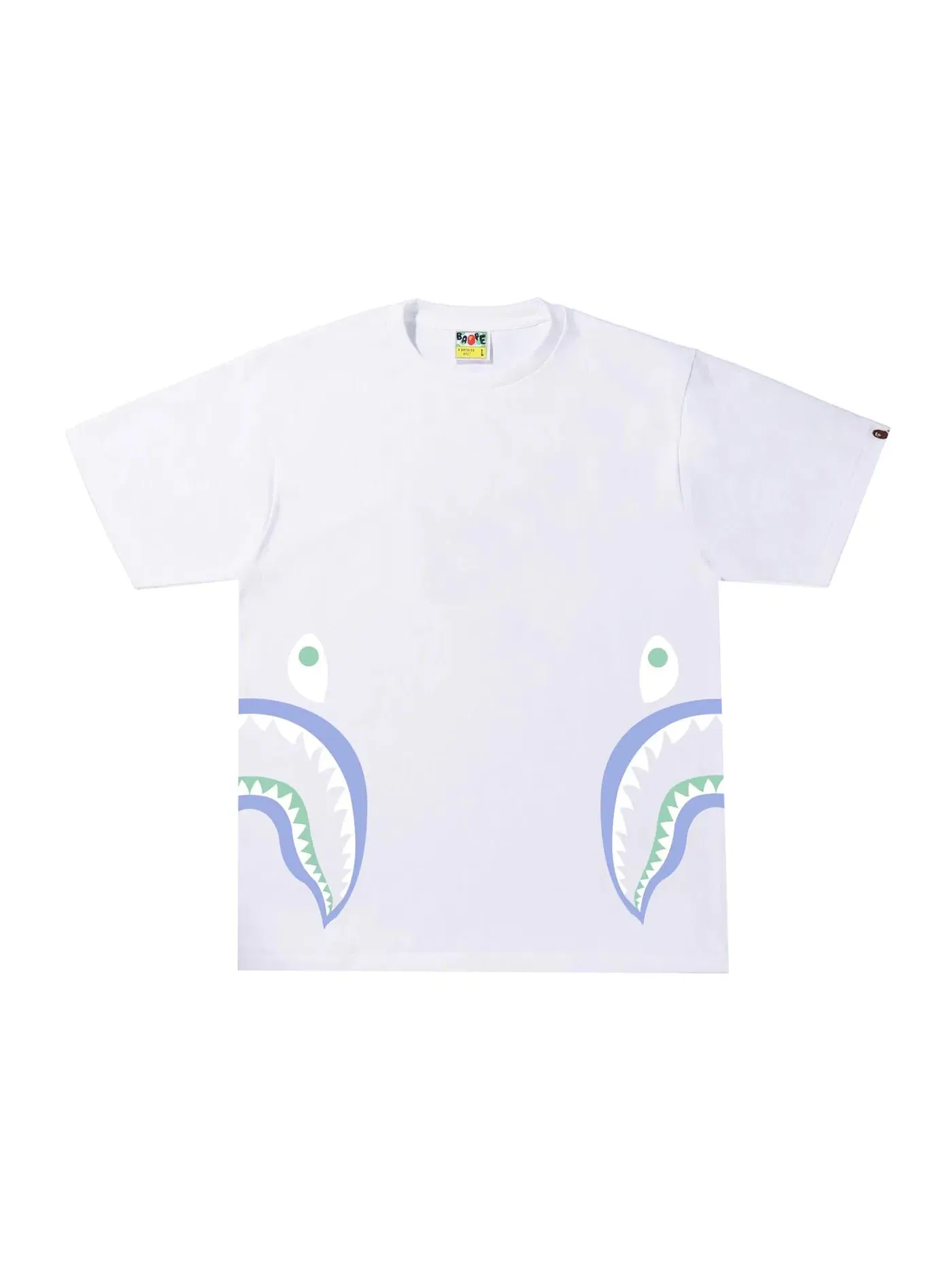 Мужская футболка с принтом BAPE Text Code Camo Side Shark Tee White — изображение 1 из 3, белый