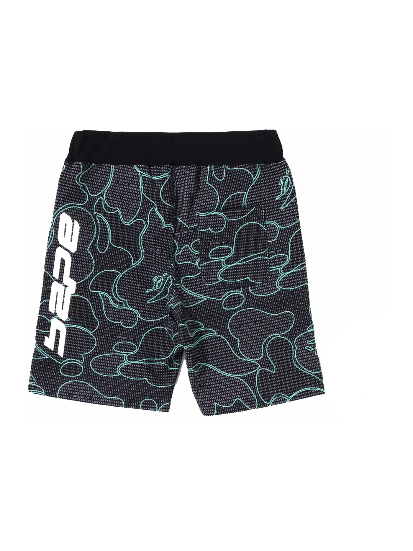 Мужские шорты с принтом BAPE Text Code Camo Shorts BAPE — изображение 2 из 3, черный