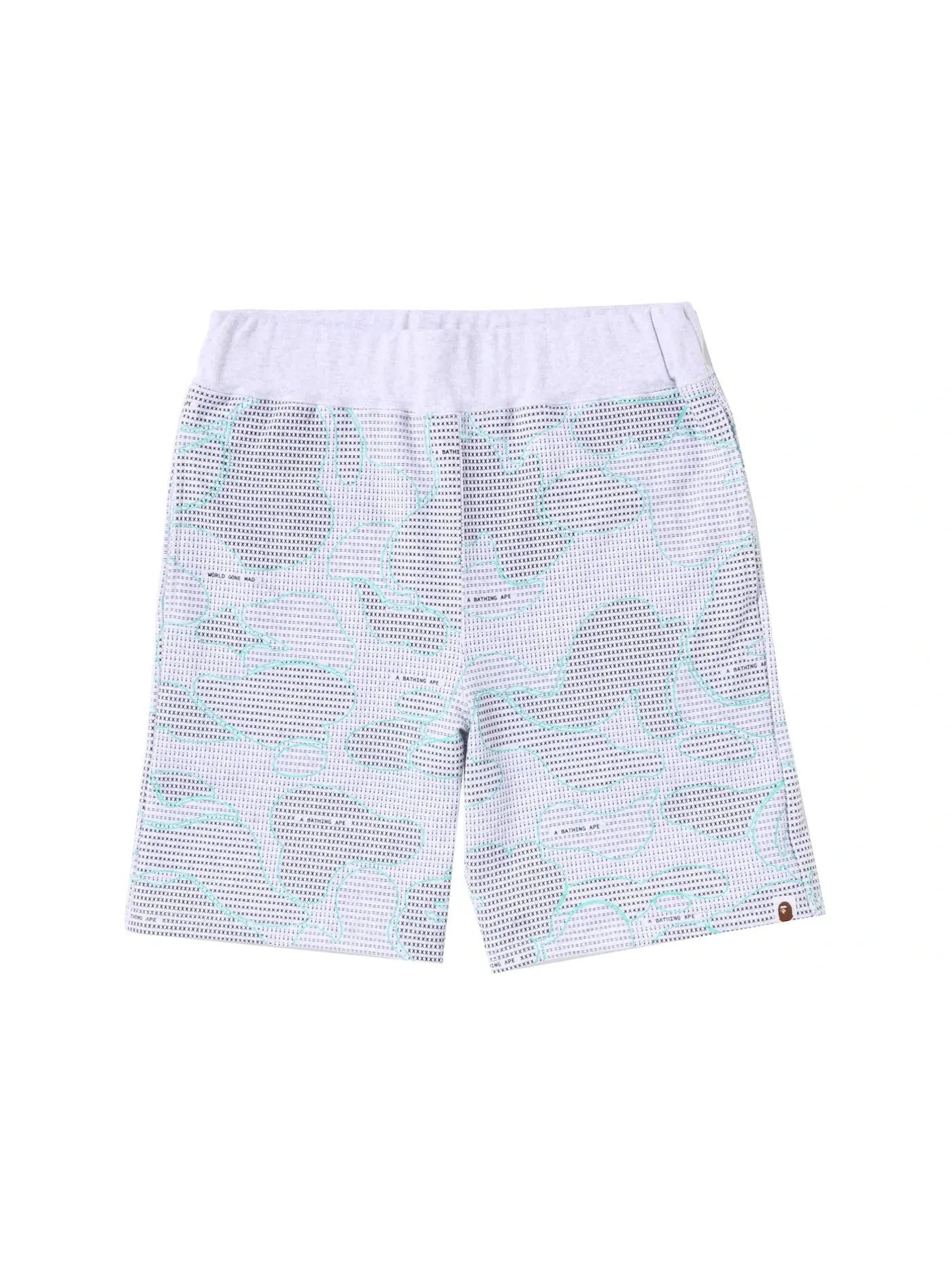Мужские шорты с принтом BAPE Text Code Camo Shorts — изображение 1 из 3, серый