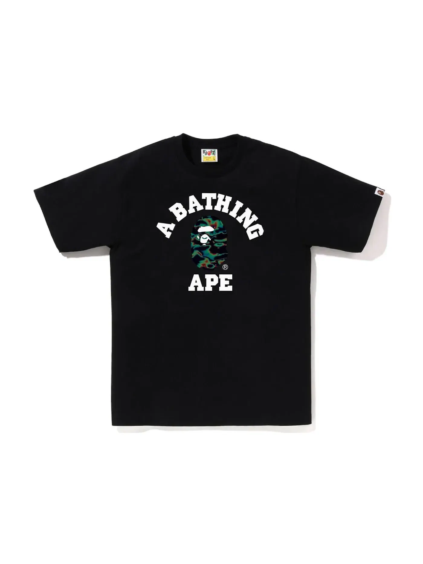 Мужская футболка с принтом BAPE Thermography College Tee — изображение 1 из 1, черный