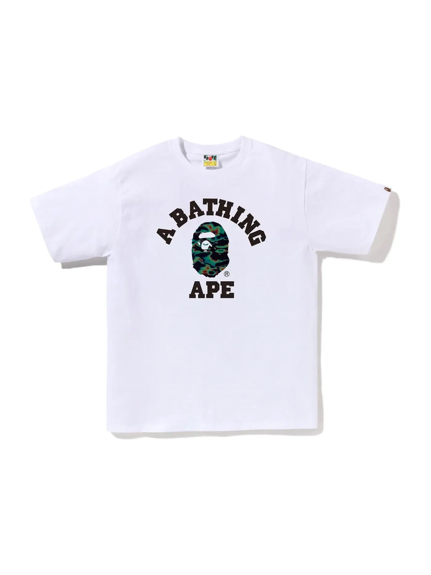 Мужская футболка с принтом BAPE Thermography College Tee BAPE — изображение 1 из 1, белый