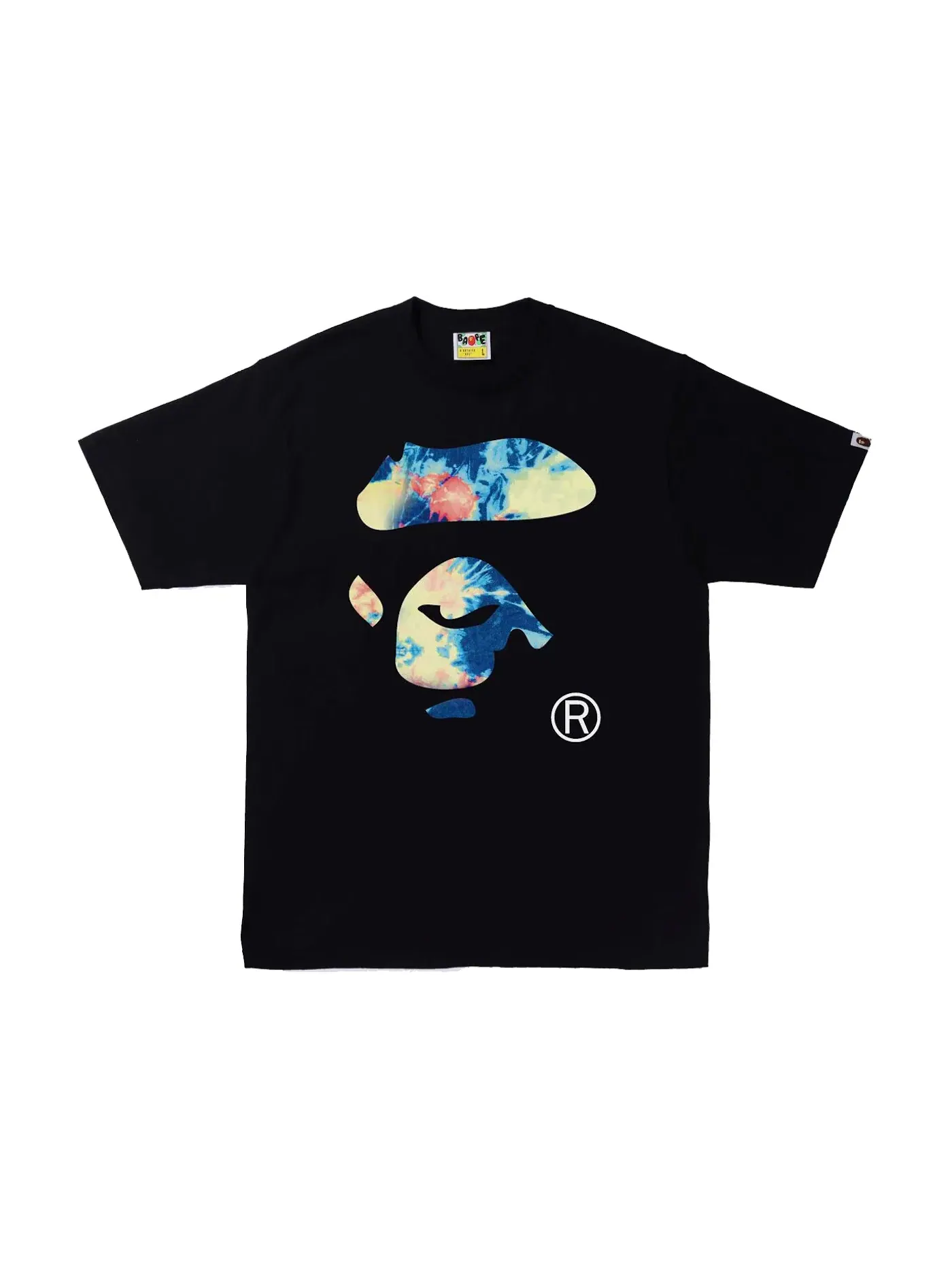 Мужская футболка с принтом BAPE Tie Dye Ape Face Tee BAPE — изображение 1 из 2, черный мульти