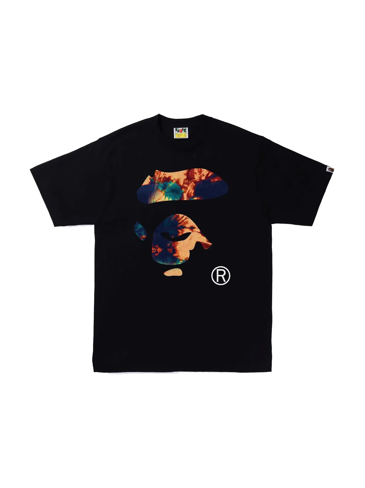 Мужская футболка с принтом Tie Dye Ape Face BAPE — изображение 1 из 2, черный/темно-синий