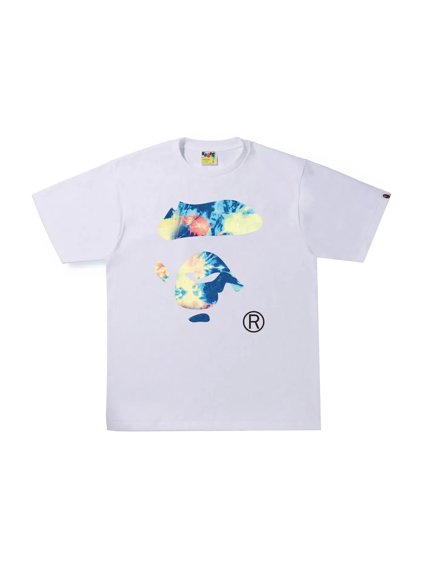 Мужская футболка с принтом BAPE Tie Dye Ape Face Tee BAPE — изображение 1 из 2, белый/мульти