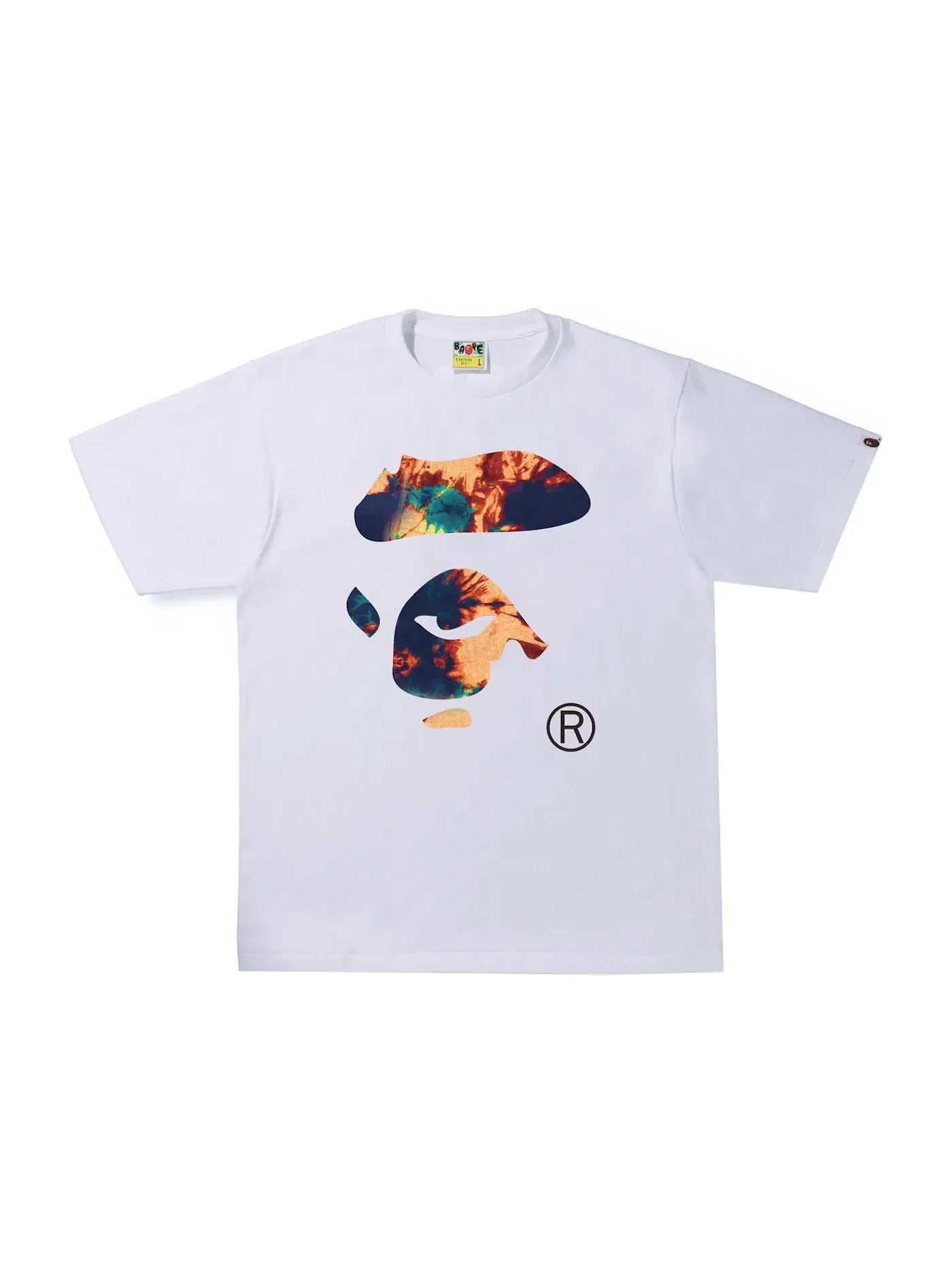 Мужская футболка с принтом BAPE Tie Dye Ape Face BAPE — изображение 1 из 2, белый темно-синий