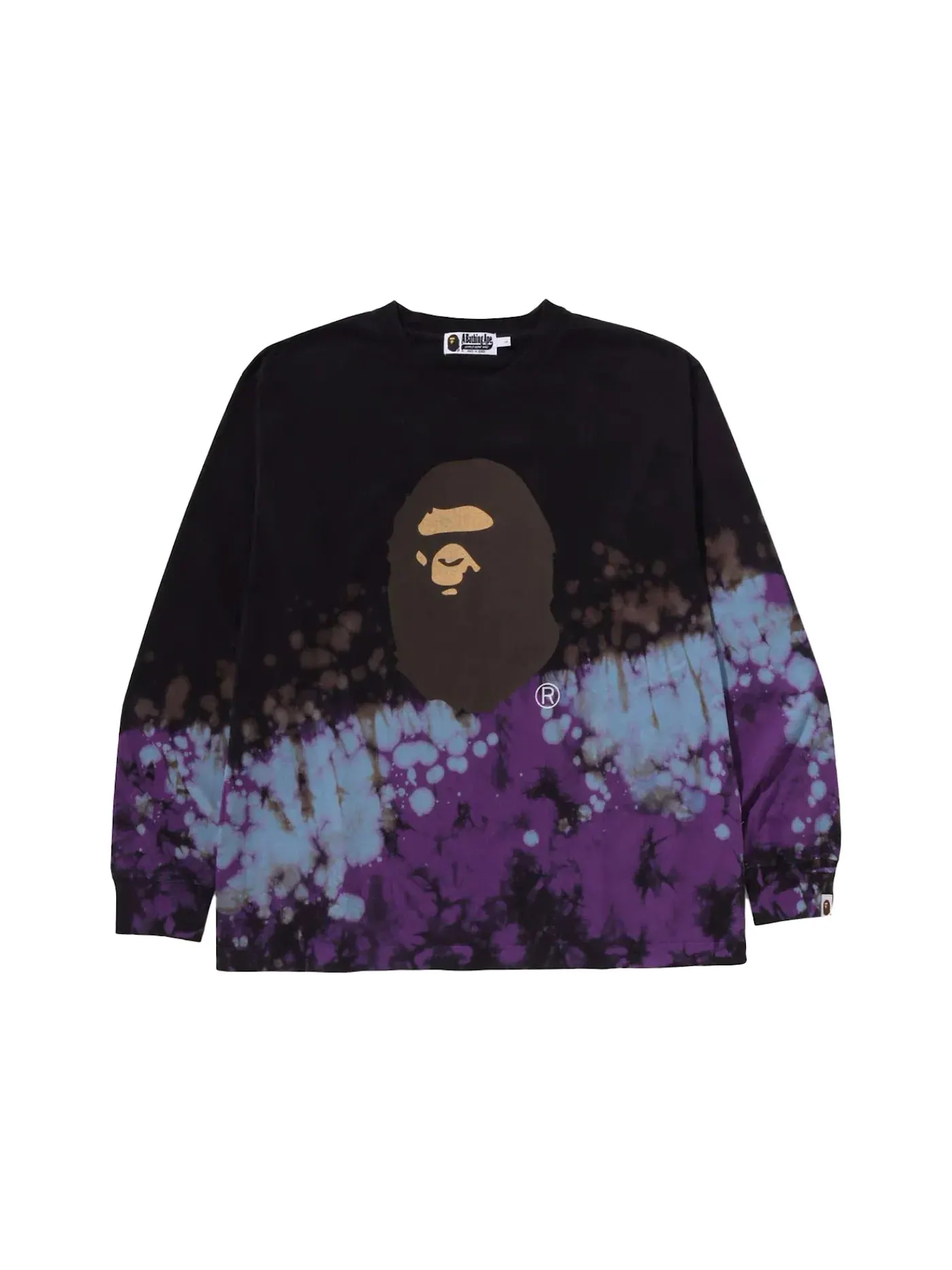 Мужская футболка с принтом Tie Dye Ape Head BAPE — изображение 1 из 2, черный