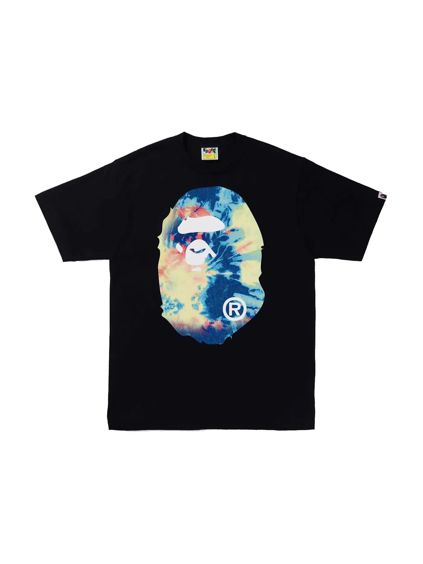 Мужская футболка с принтом BAPE Tie Dye Big Ape Head Tee — изображение 1 из 2, черный/мульти