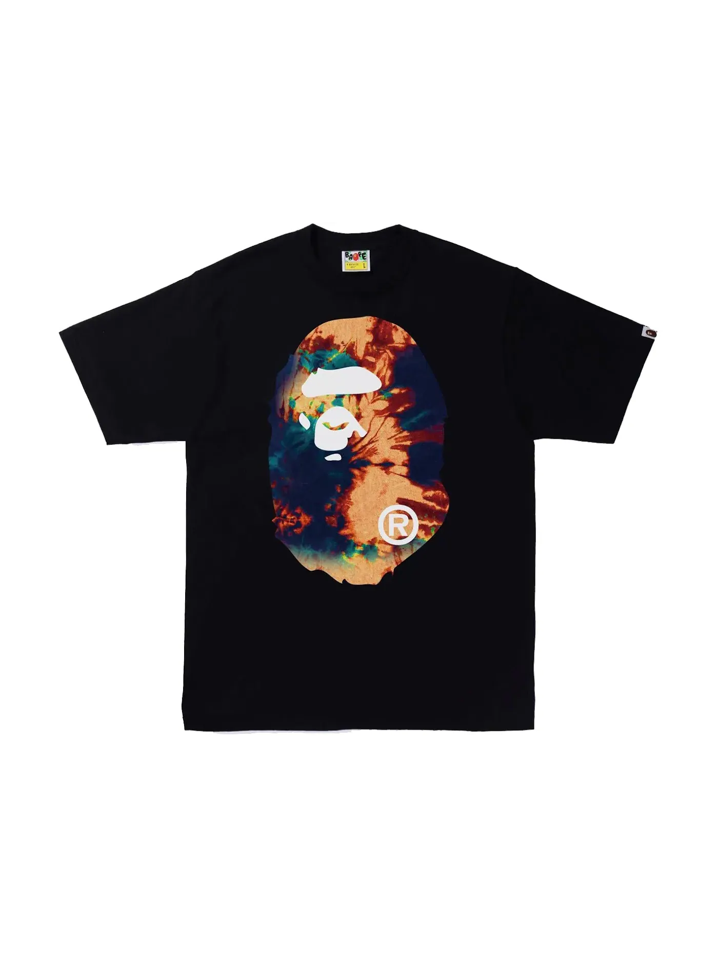 Мужская футболка с принтом BAPE Tie Dye Big Ape Head Tee — изображение 1 из 2, черный/темно-синий