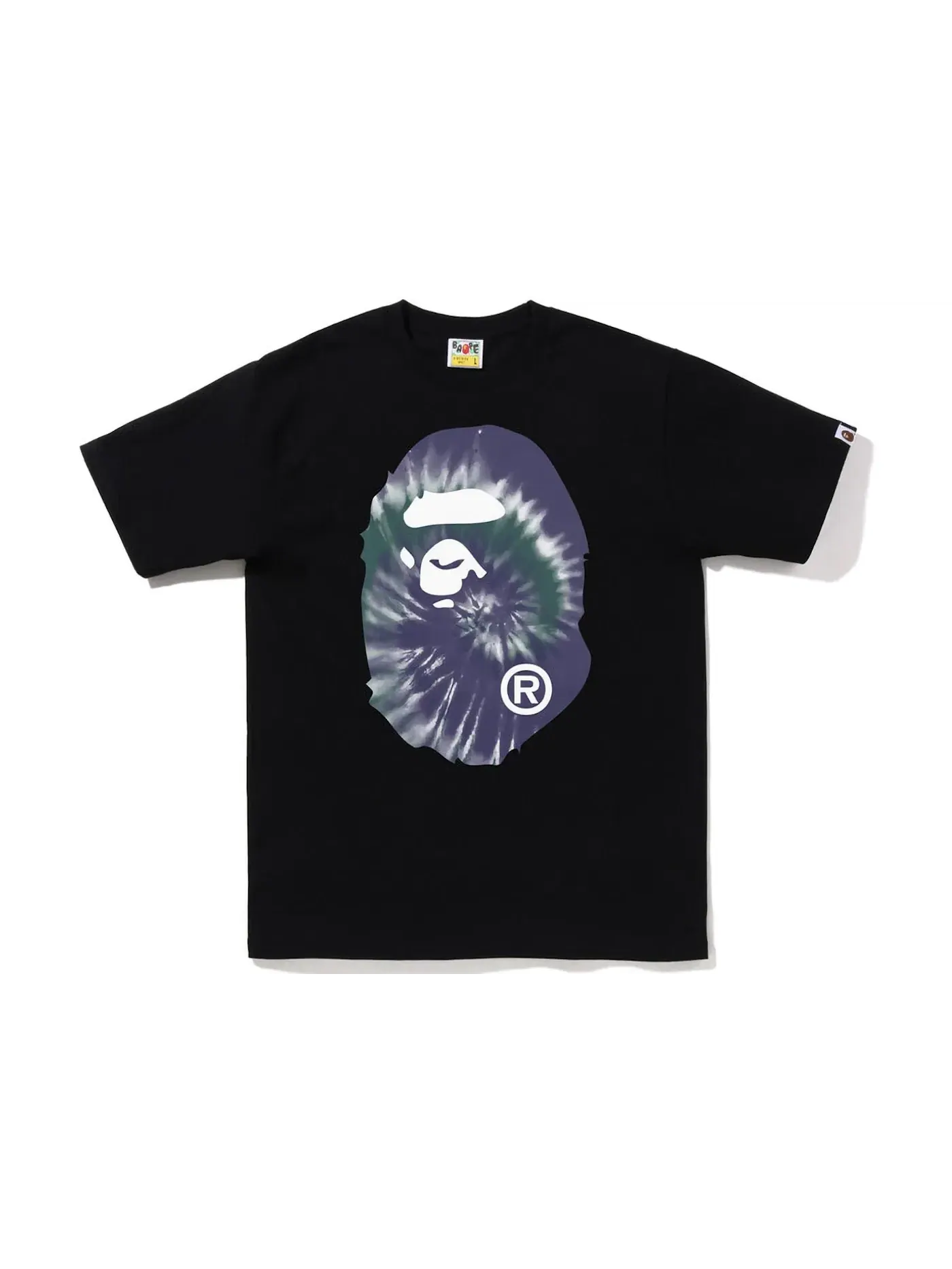 Мужская футболка с принтом BAPE Tie Dye Big Ape Head Tee BAPE — изображение 1 из 2, черный фиолетовый