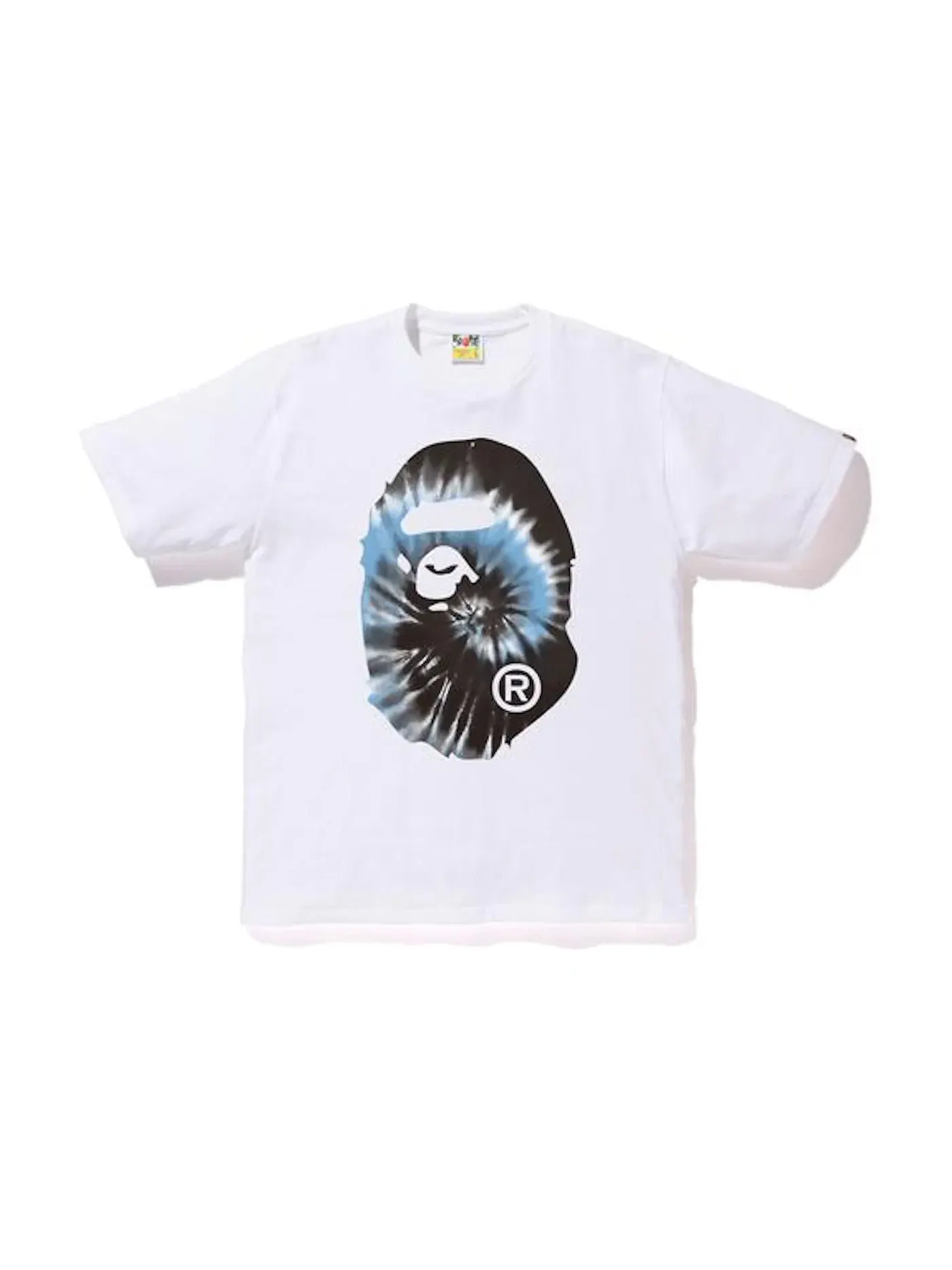 Мужская футболка с принтом Tie Dye Big Ape Head BAPE — изображение 1 из 2, белый/синий