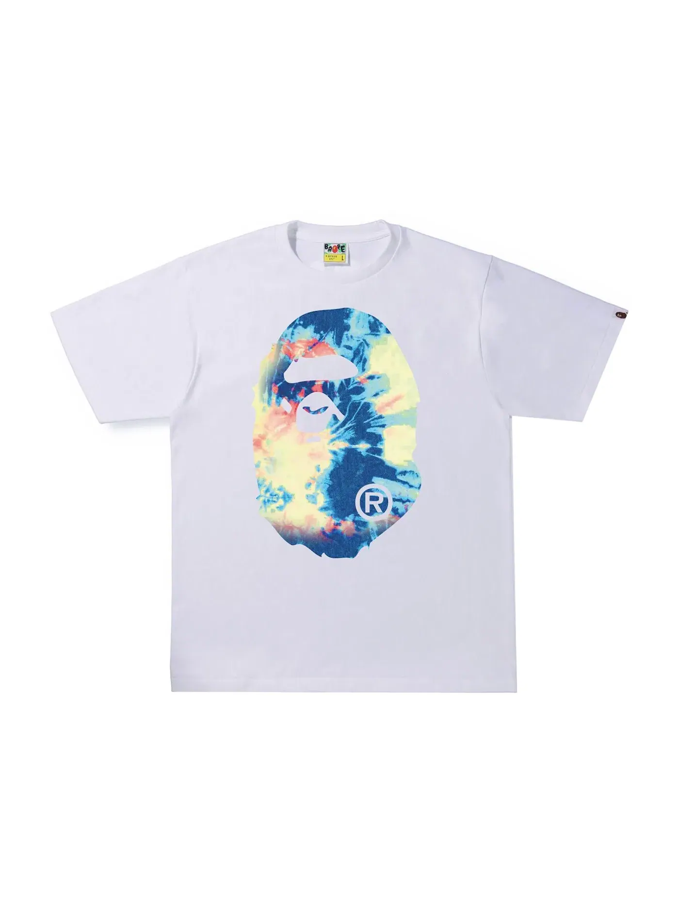 Мужская футболка с принтом BAPE Tie Dye Big Ape Head Tee — изображение 1 из 2, белый/мульти