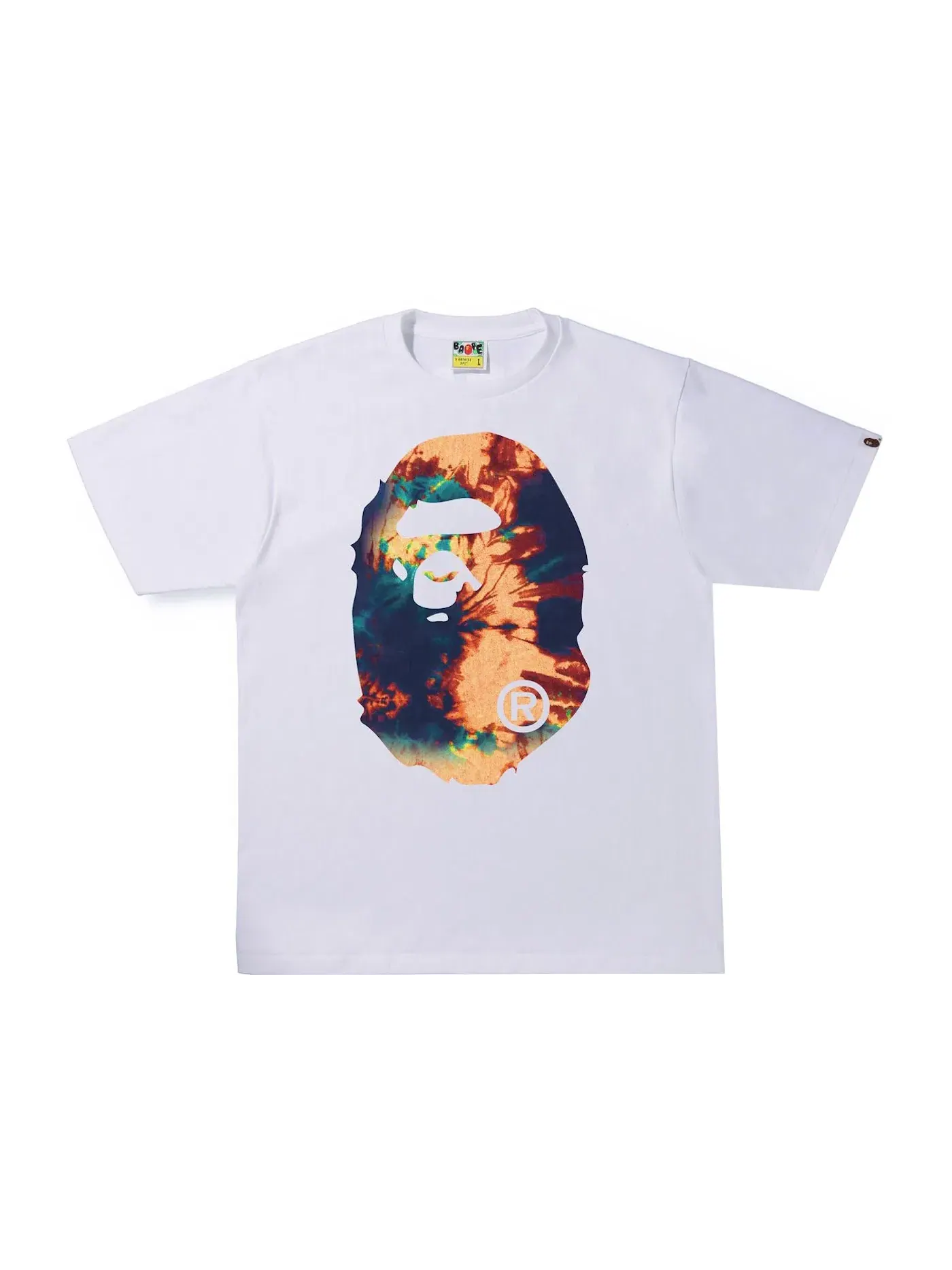 Мужская футболка с принтом BAPE Tie Dye Big Ape Head Tee — изображение 1 из 2, белый/темно-синий