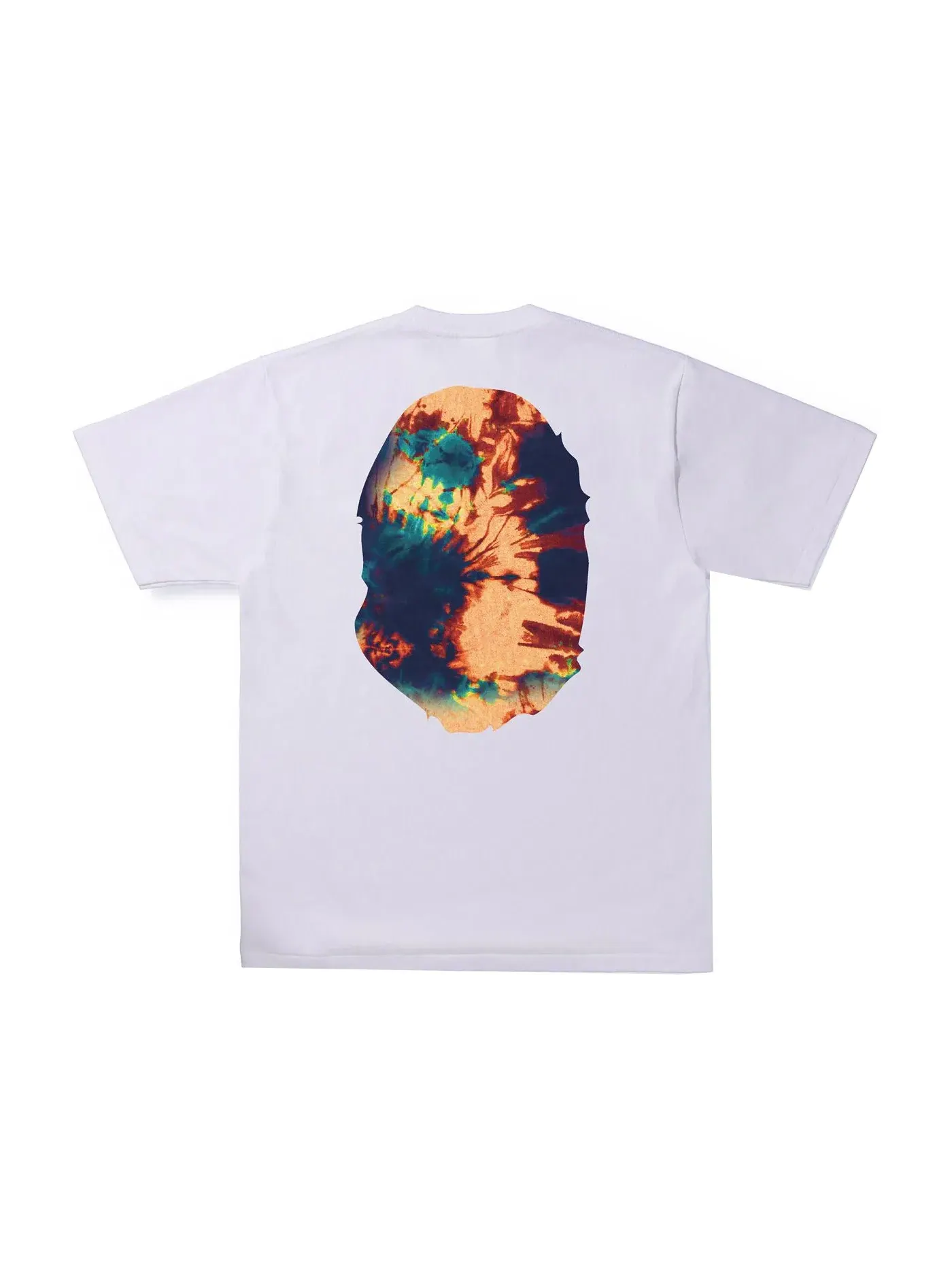 Мужская футболка с принтом BAPE Tie Dye Big Ape Head Tee — изображение 2 из 2, белый/темно-синий