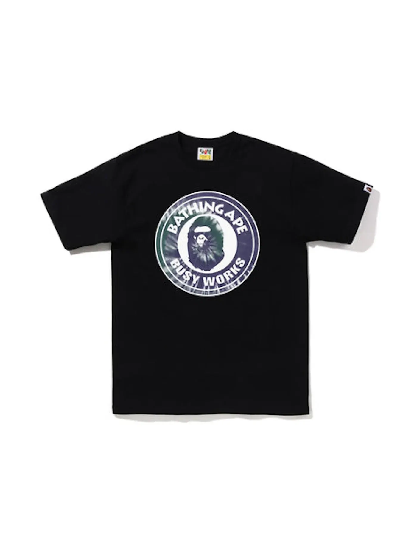 Мужская футболка с принтом BAPE Tie Dye Busy Works Tee BAPE — изображение 1 из 1, черный фиолетовый