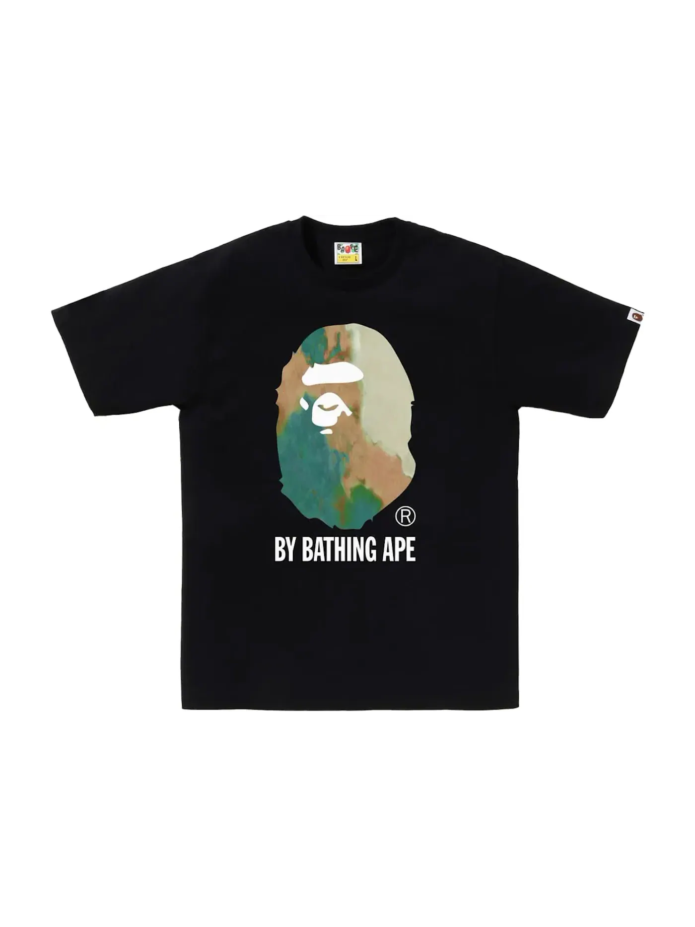 Мужская футболка с принтом BAPE Tie Dye By Bathing Ape Tee (FW24) BAPE — изображение 1 из 1, черный/бежевый