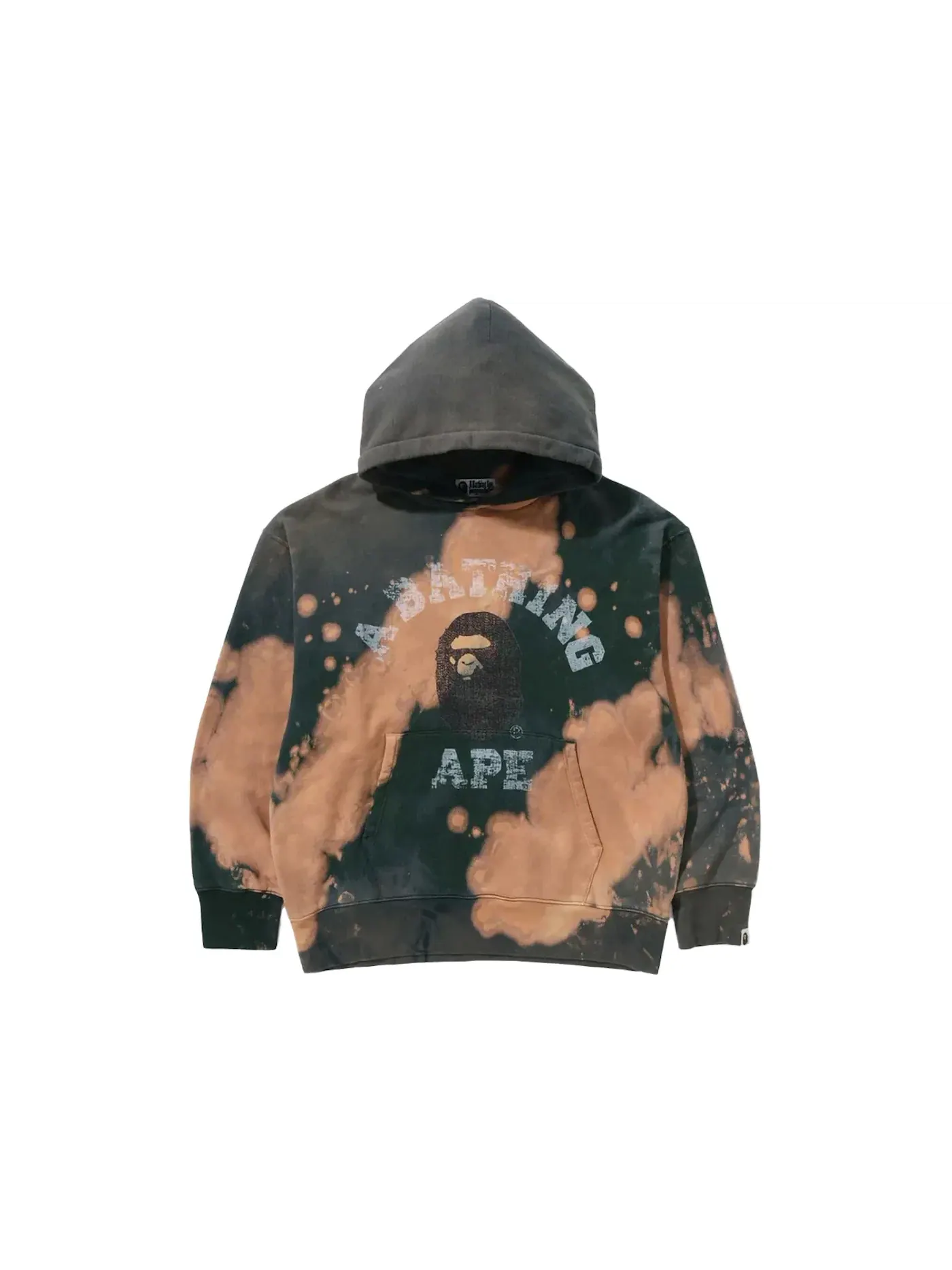 Мужской пуловер свободного кроя с принтом BAPE Tie Dye College Relaxed Fit Pullover Hoodie Beige — изображение 1 из 2
