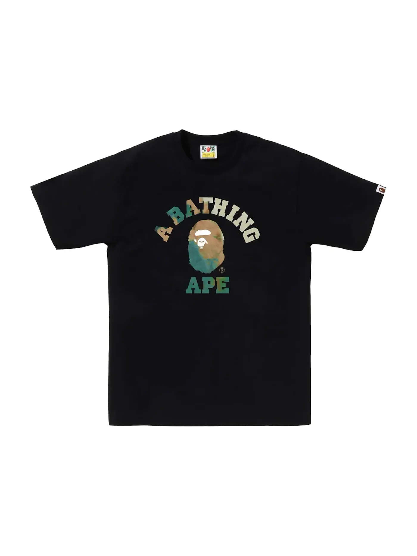 Мужская футболка с принтом Tie Dye BAPE — изображение 1 из 2, черный/бежевый