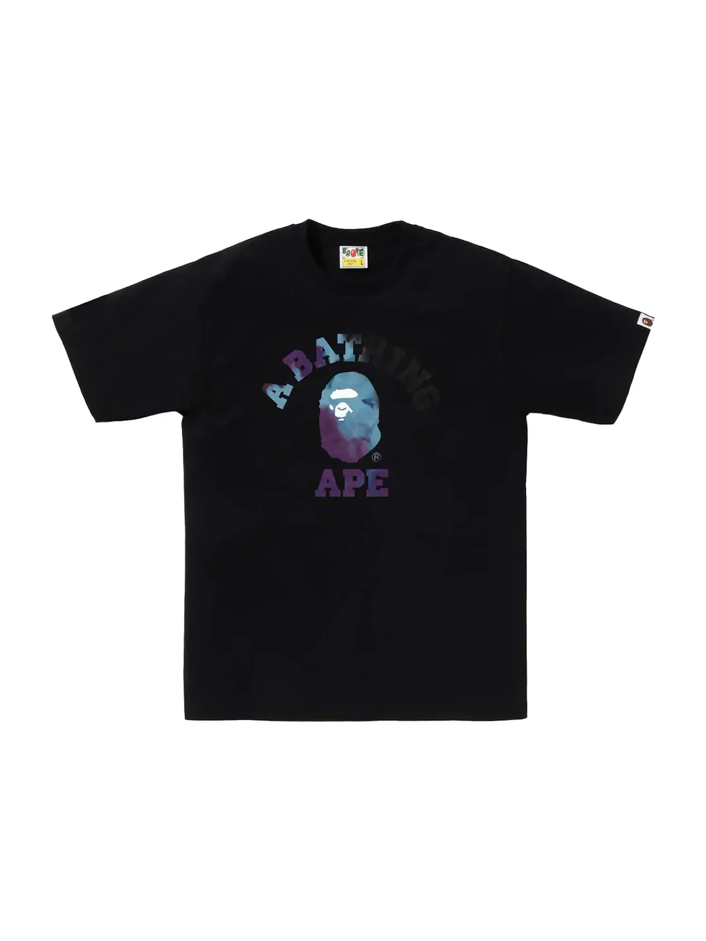 Мужская футболка с принтом BAPE Tie Dye College Tee BAPE — изображение 1 из 2, черный/черный