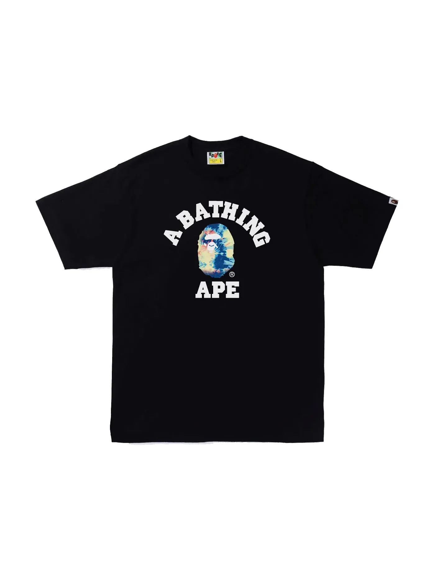 Мужская футболка с принтом Tie Dye College BAPE — изображение 1 из 1, черный/мульти