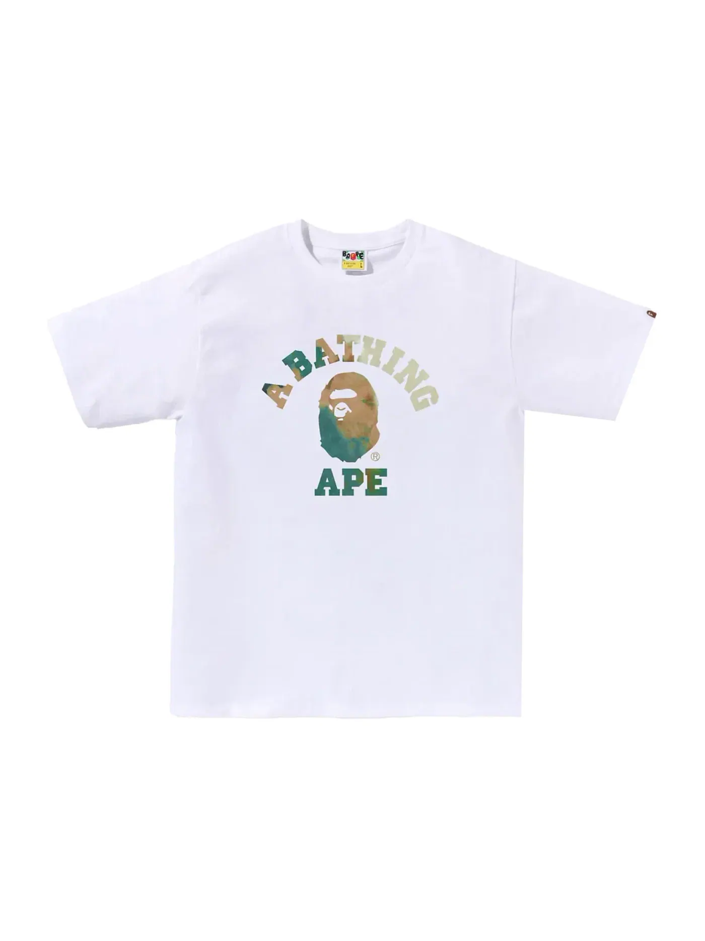 Мужская футболка с принтом BAPE Tie Dye College Tee BAPE — изображение 1 из 2, белый/бежевый