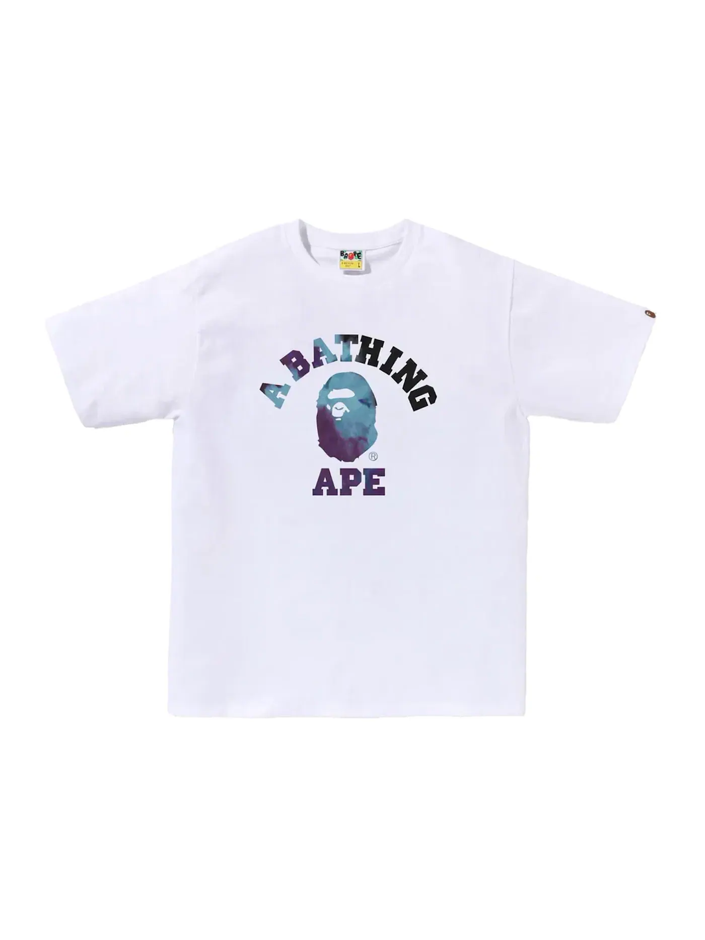 Мужская футболка с принтом BAPE Tie Dye College Tee BAPE — изображение 1 из 2, белый/черный
