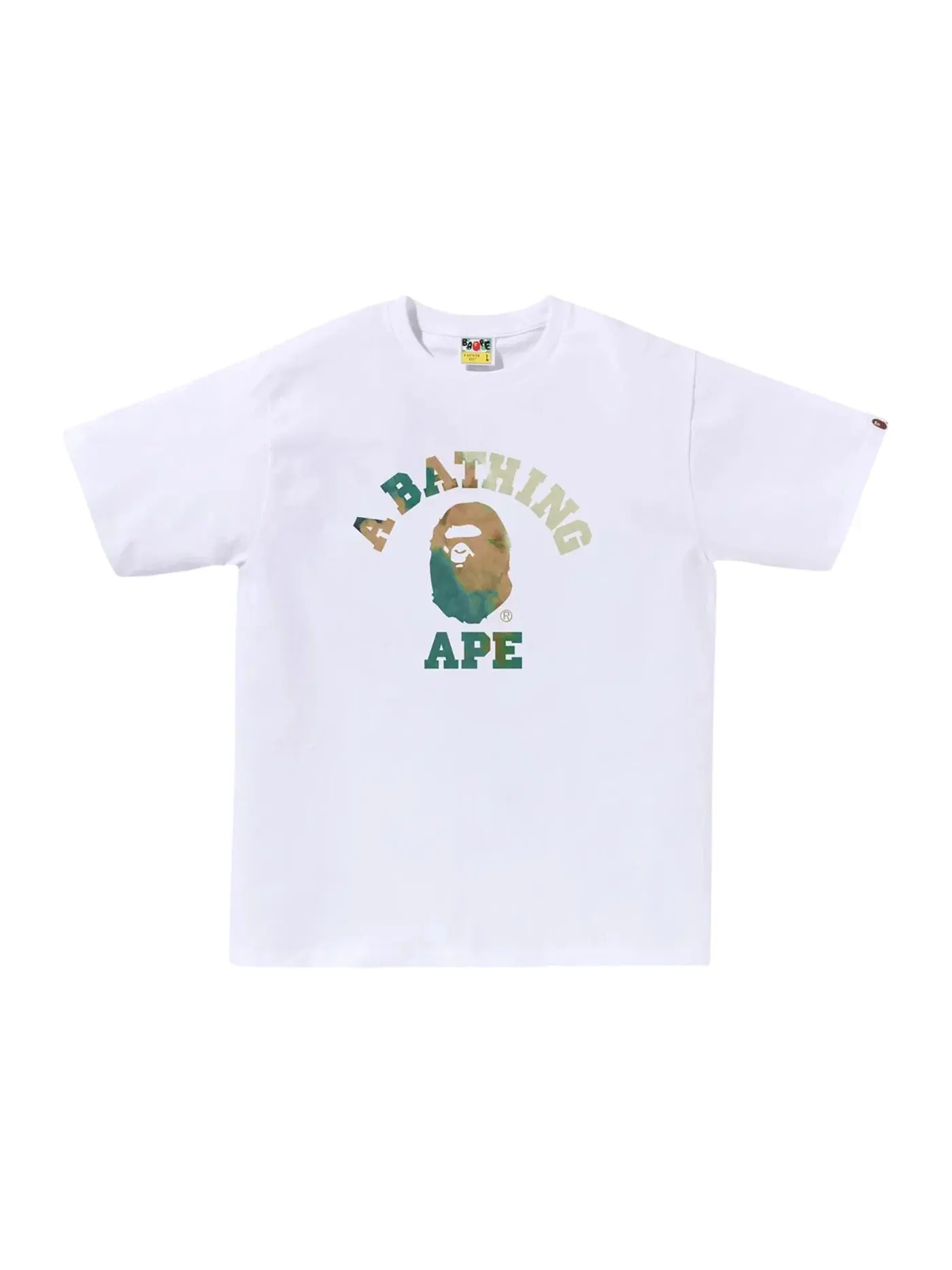 Мужская футболка с принтом BAPE Tie Dye College Tee BAPE — изображение 2 из 2, белый/черный