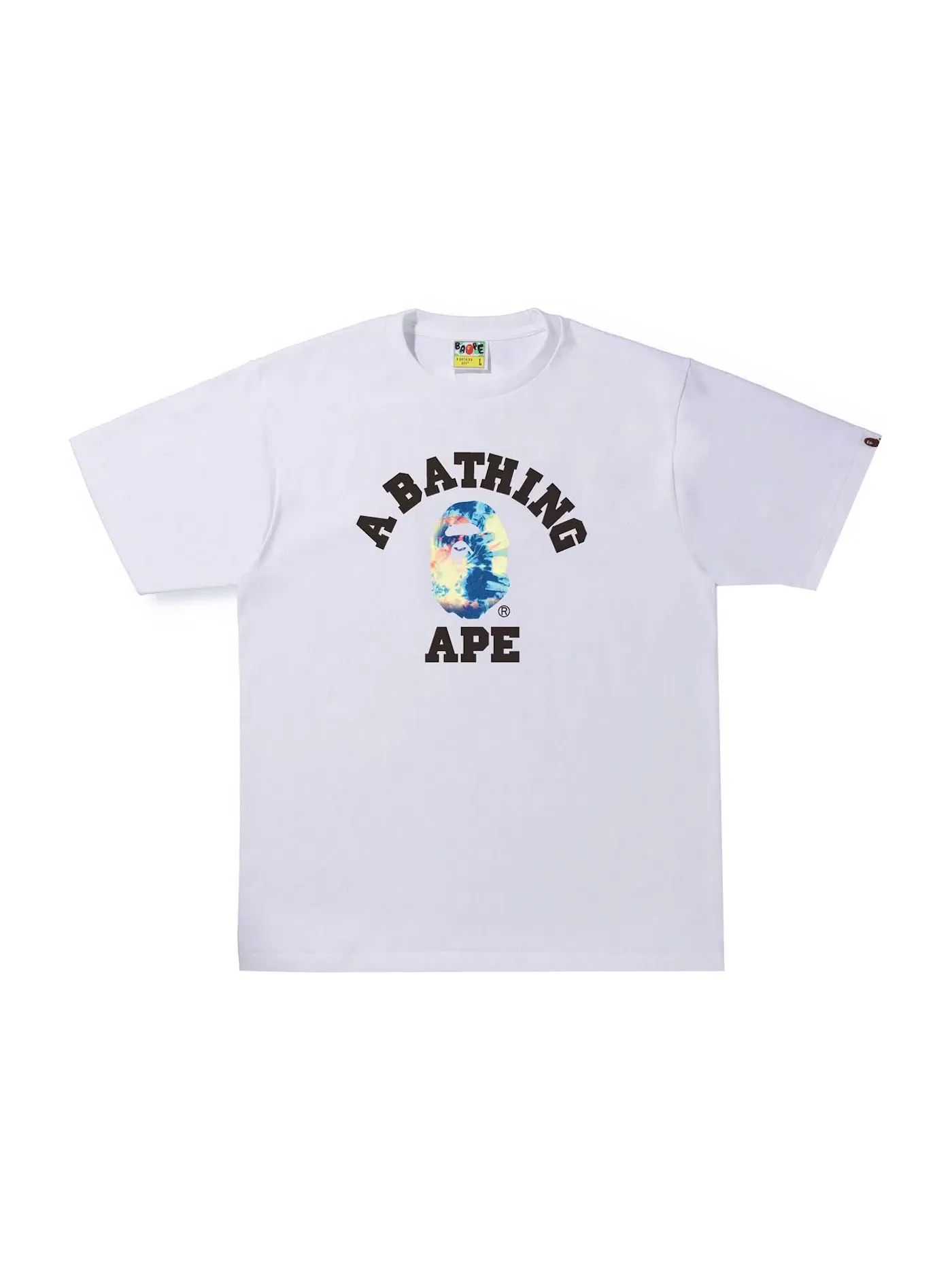 Мужская футболка с принтом Tie Dye BAPE — изображение 1 из 1, белый мульти